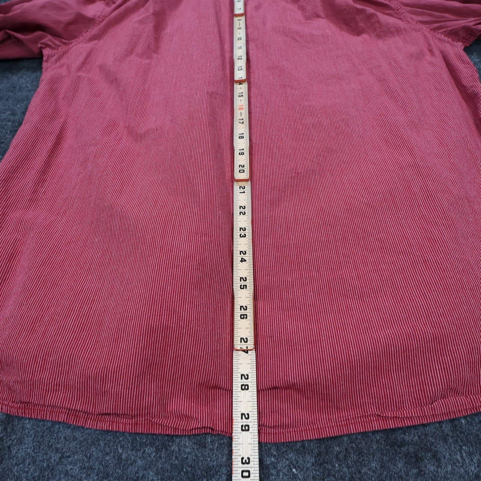 Sonoma Button Down Mens Large Red Excellent Striped Poplin - Thumbnail 5