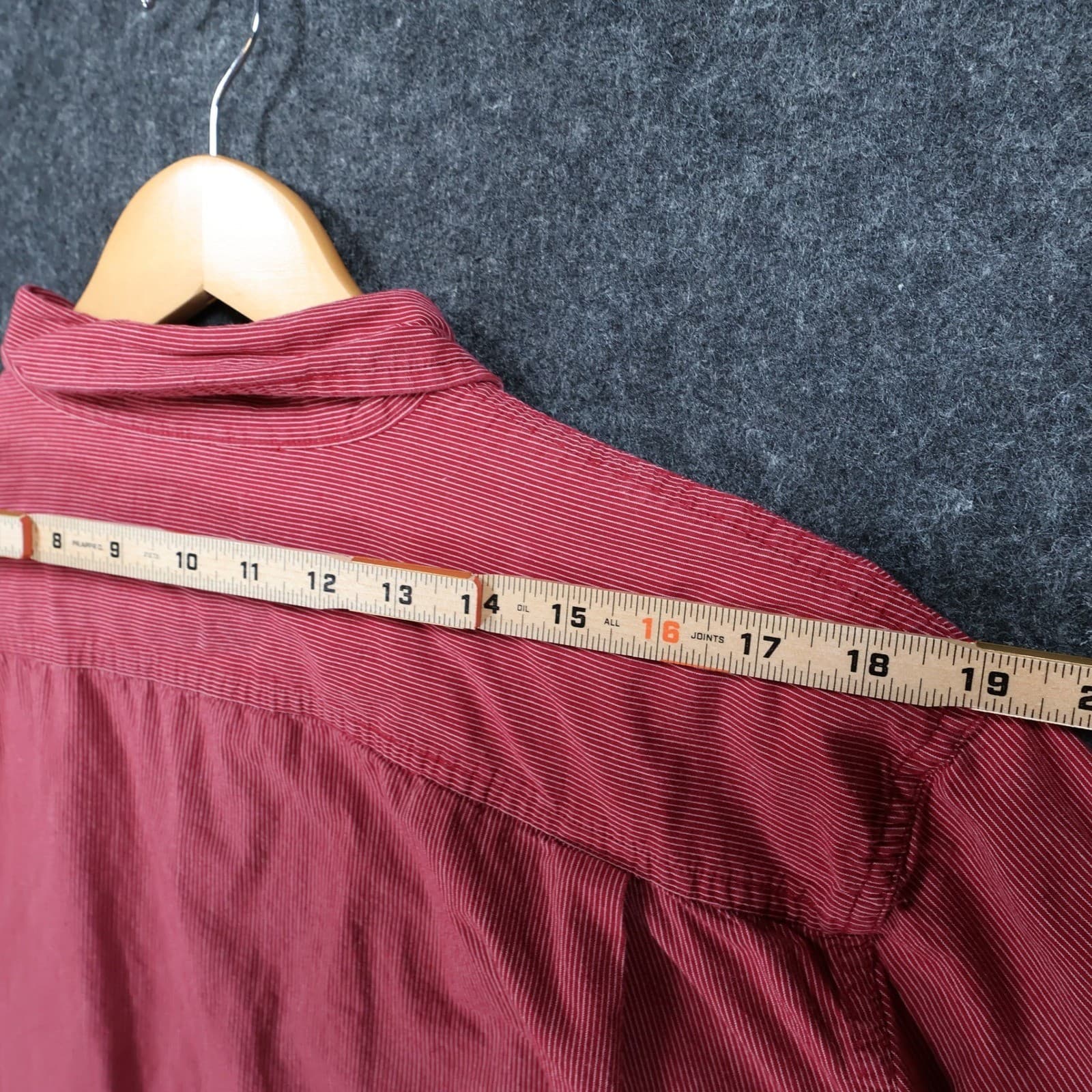 Sonoma Button Down Mens Large Red Excellent Striped Poplin - Thumbnail 6