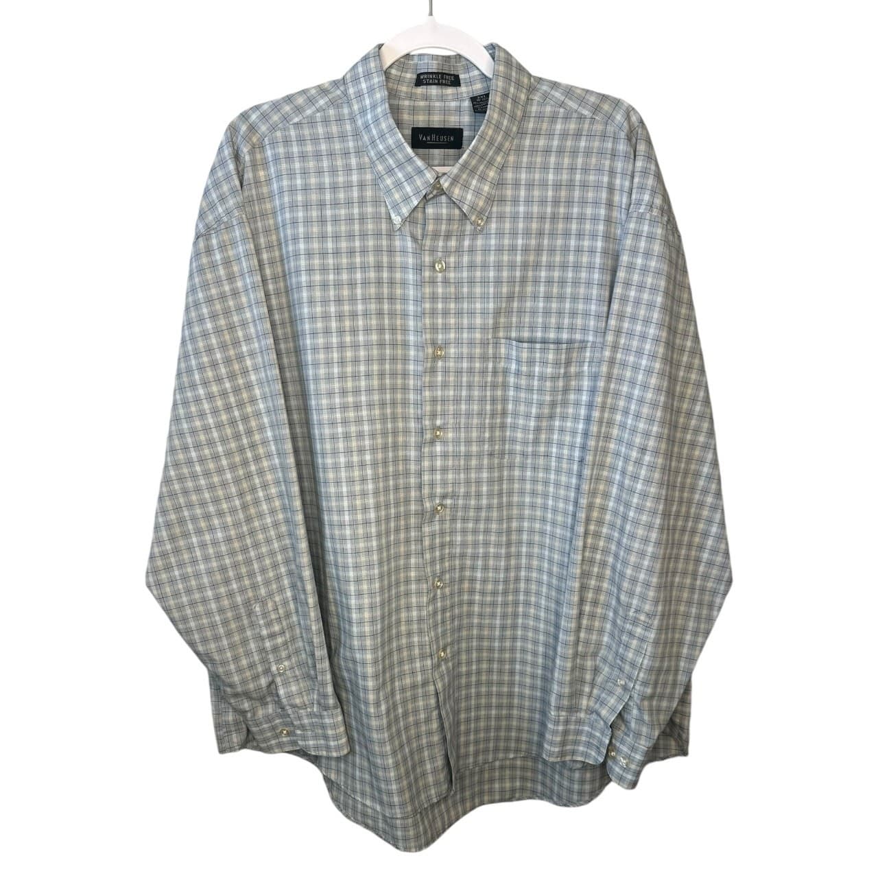 Mens Van Heusen Plaid Button Down Long Sleeve Shirt Classic Fit - Thumbnail 2
