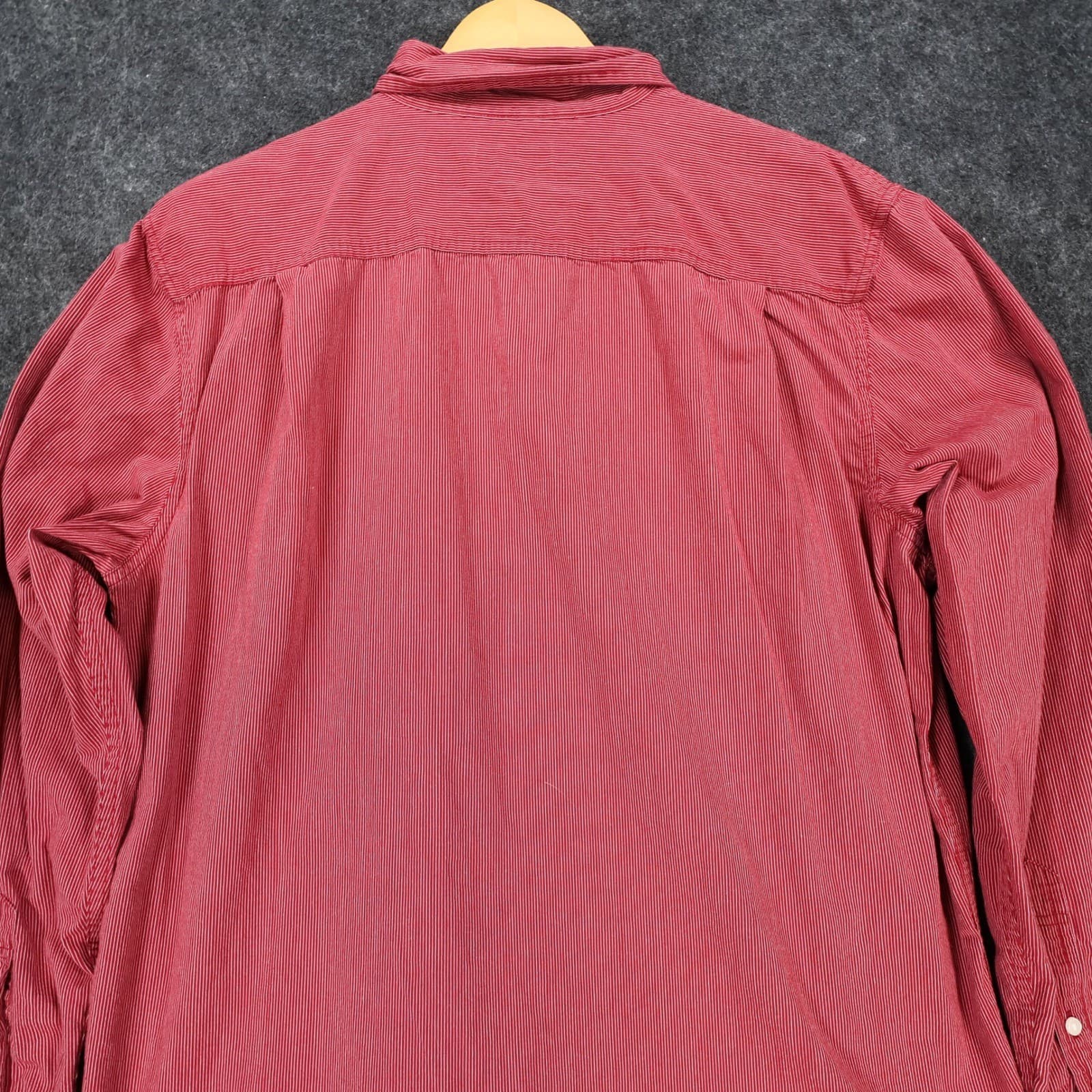 Sonoma Button Down Mens Large Red Excellent Striped Poplin - Thumbnail 10