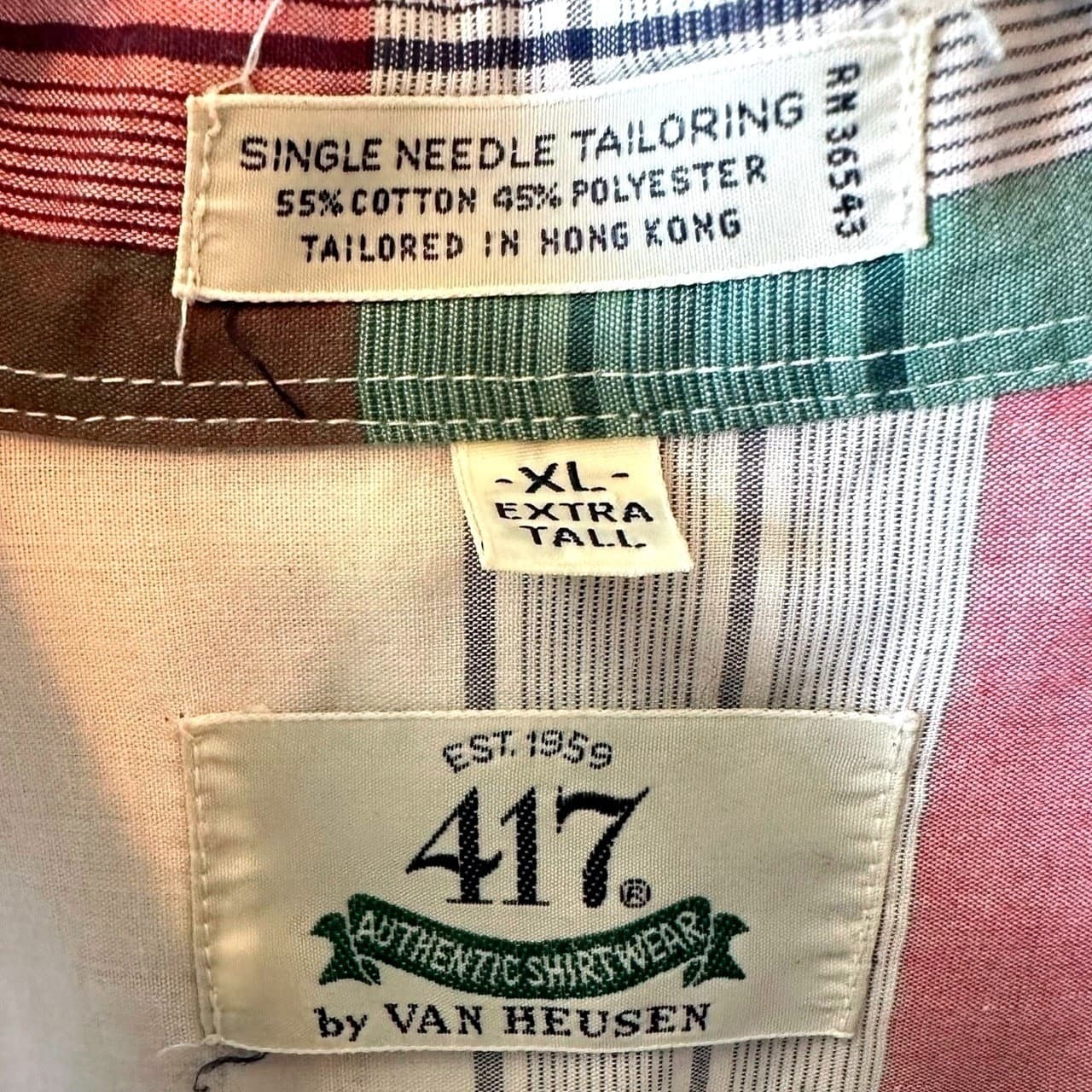 417 by Van Heusen Men's XL Extra Tall Plaid Short Sleeve Button Up Shirt - Thumbnail 7