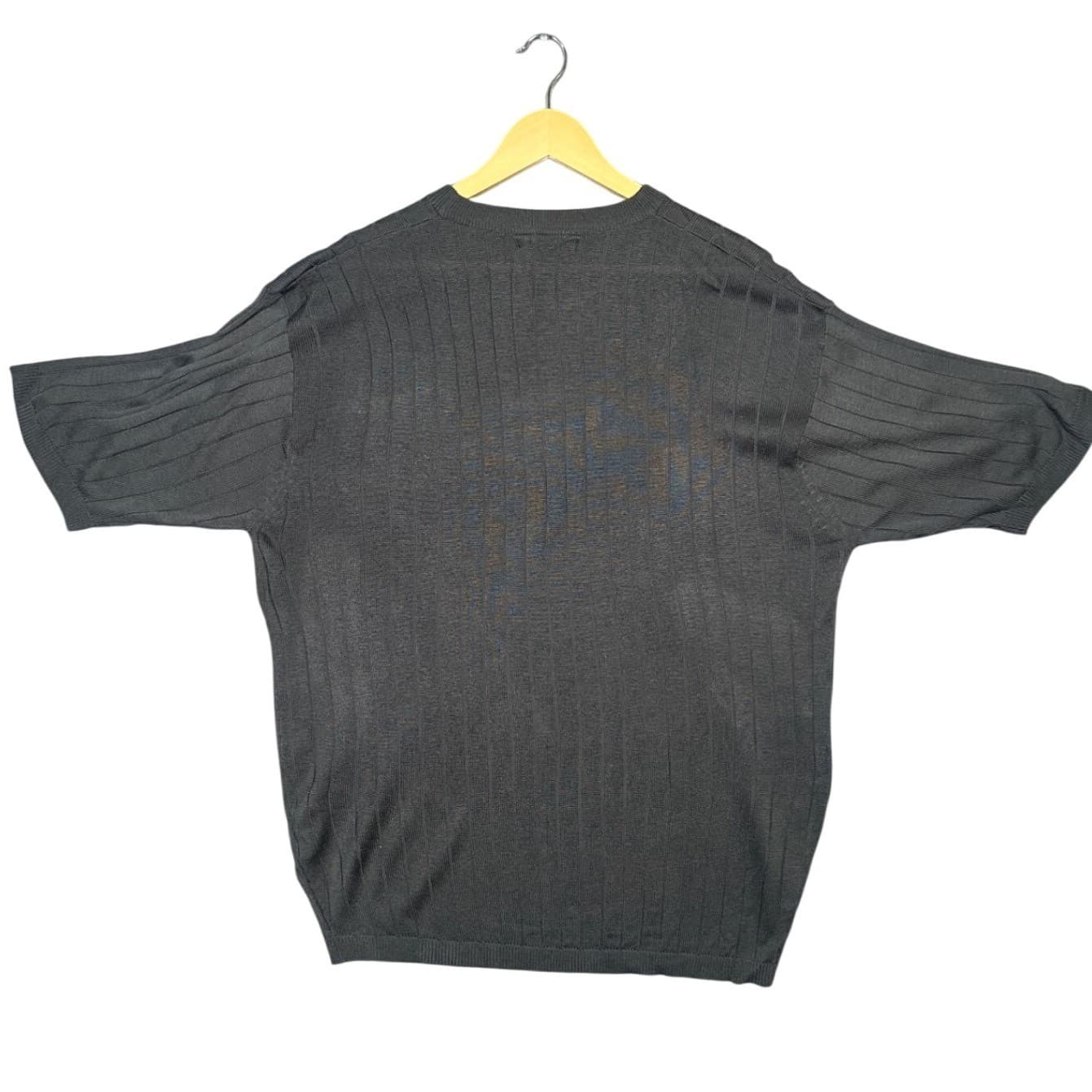 CASSEL Mens Dark Gray Ribbed Knit Short Sleeve Sweater XL - Thumbnail 2