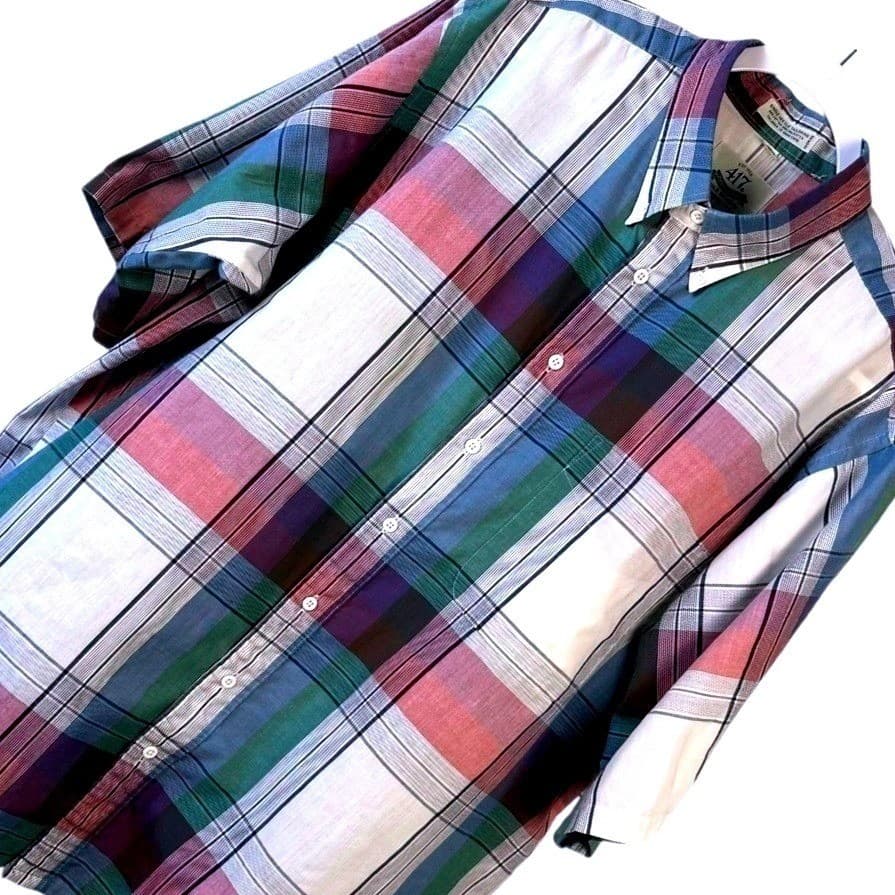 417 by Van Heusen Men's XL Extra Tall Plaid Short Sleeve Button Up Shirt - Thumbnail 3