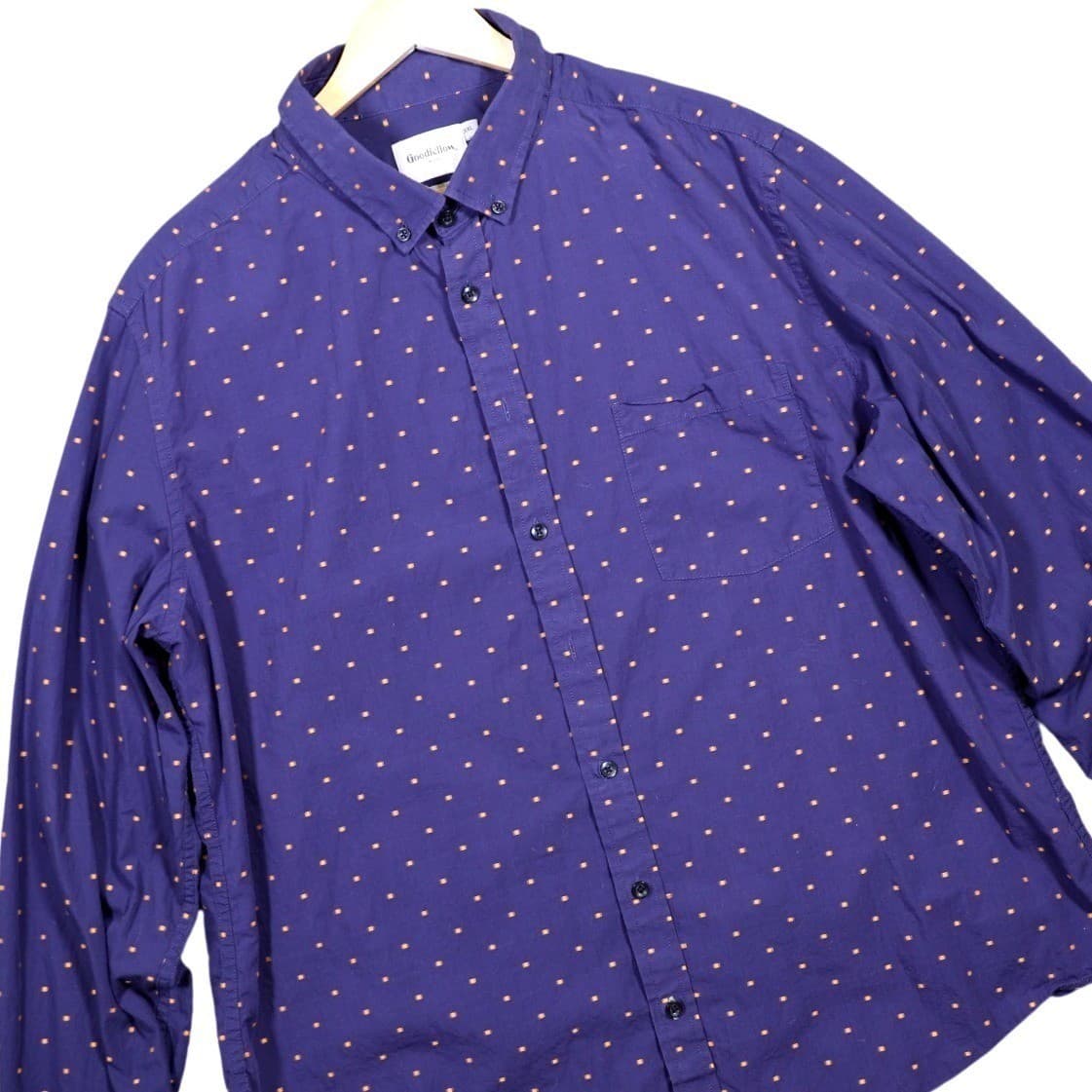 Goodfellow Co Mens Long Sleeve Button Down Shirt Purple Small Dot Print XXL - Thumbnail 2