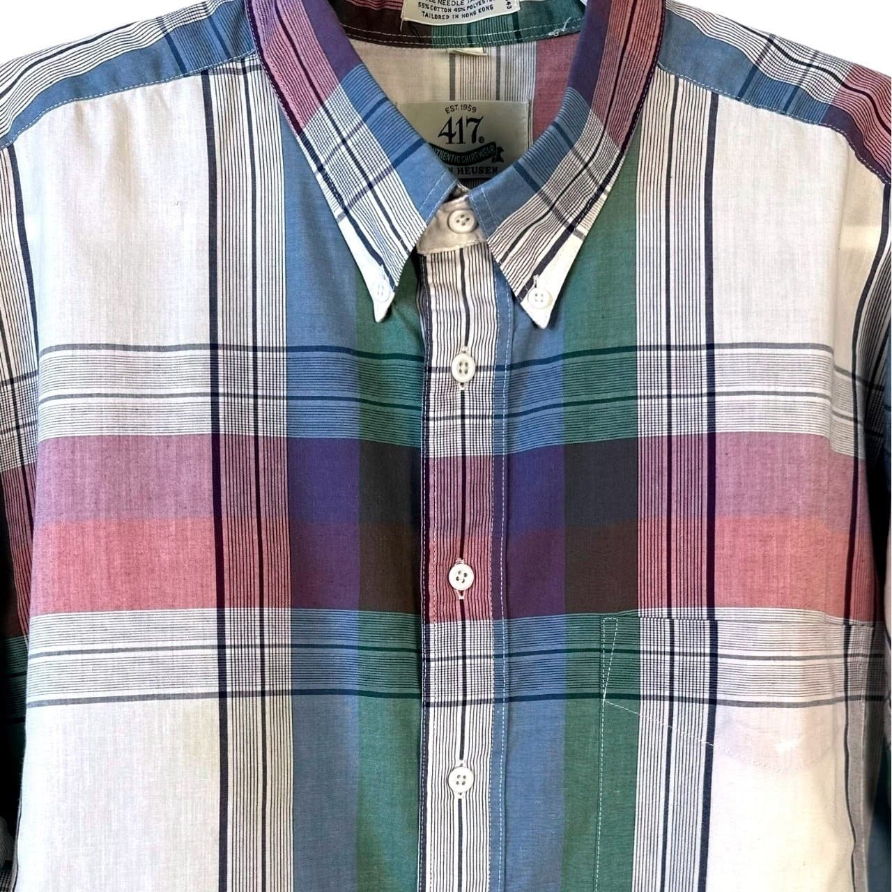 417 by Van Heusen Men's XL Extra Tall Plaid Short Sleeve Button Up Shirt - Thumbnail 5