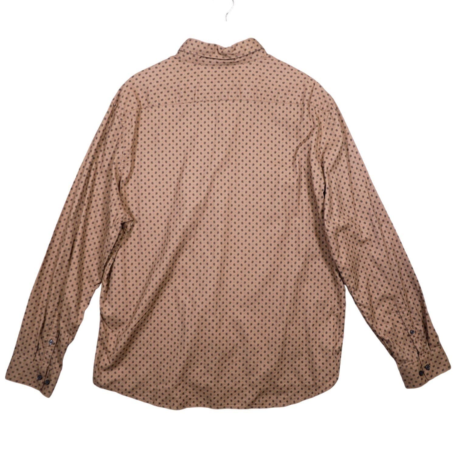 Express Mens Button Down Shirt Brown Small Print Long Sleeve Collared XL - Thumbnail 2