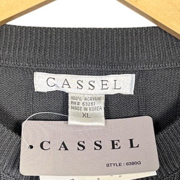CASSEL Mens Dark Gray Ribbed Knit Short Sleeve Sweater XL - Thumbnail 6