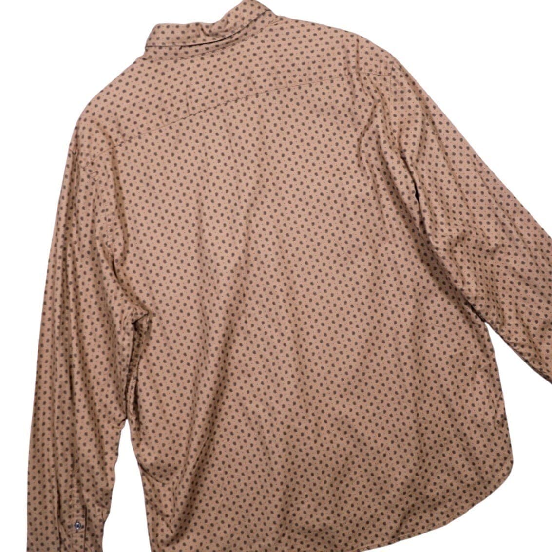 Express Mens Button Down Shirt Brown Small Print Long Sleeve Collared XL - Thumbnail 4