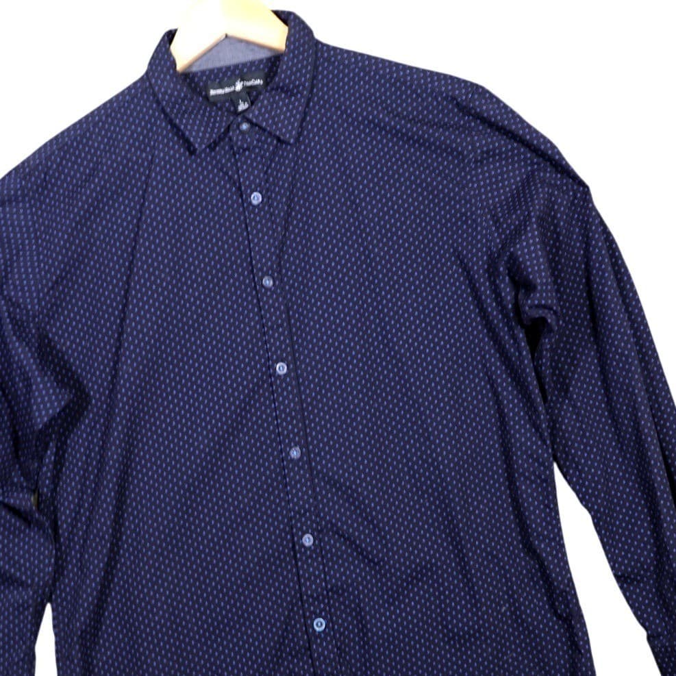 Beverly Hills Polo Club Mens Long Sleeve Button Down Shirt Navy Size L - Thumbnail 3