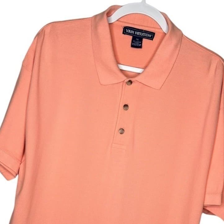 Van Heusen Men's Coral Short Sleeve Polo Shirt Size XXL Cotton - Thumbnail 2