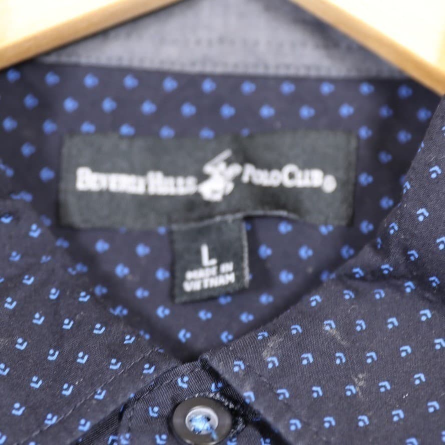Beverly Hills Polo Club Mens Long Sleeve Button Down Shirt Navy Size L - Thumbnail 7