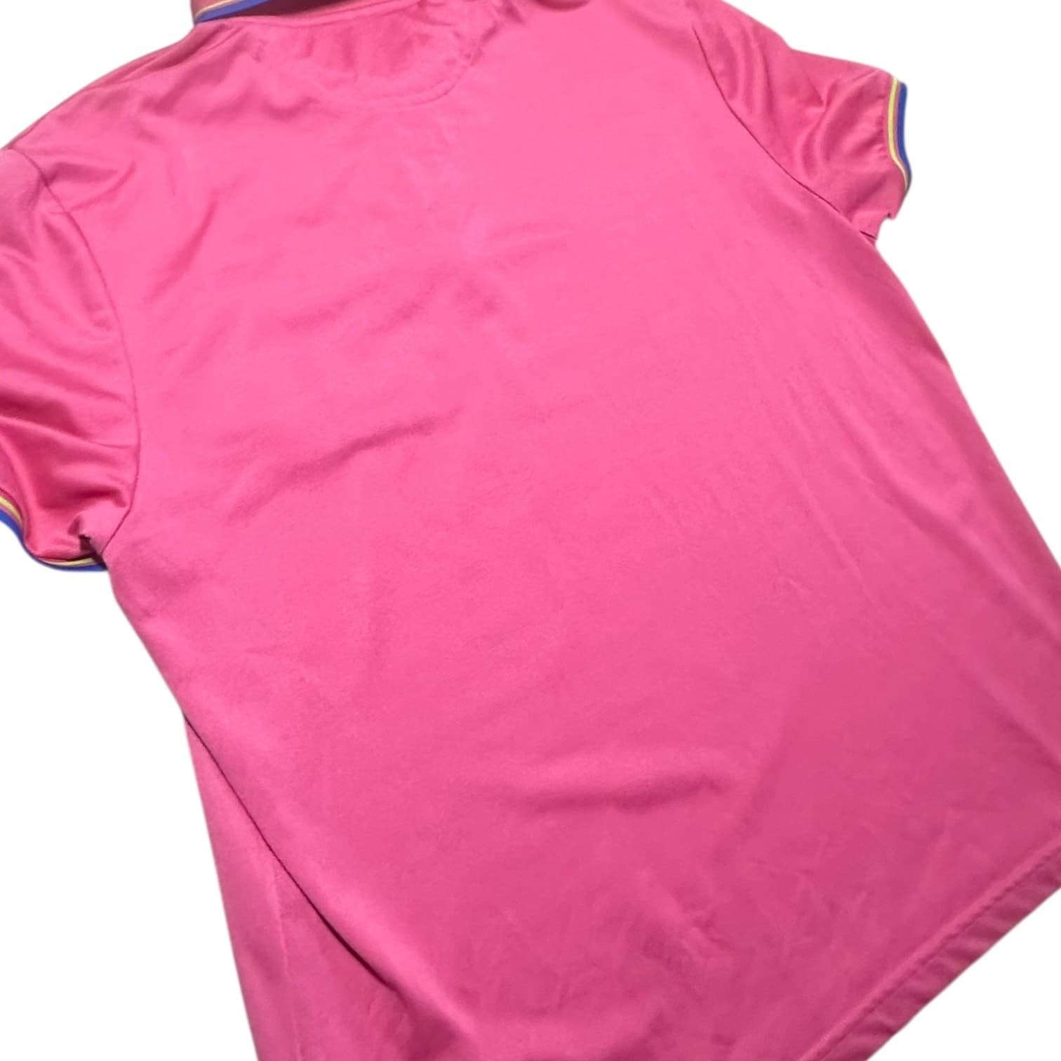 Tailorbyrd Men's Size L Pink Quarter-Zip Performance Striped Polo Size Polyester - Thumbnail 4