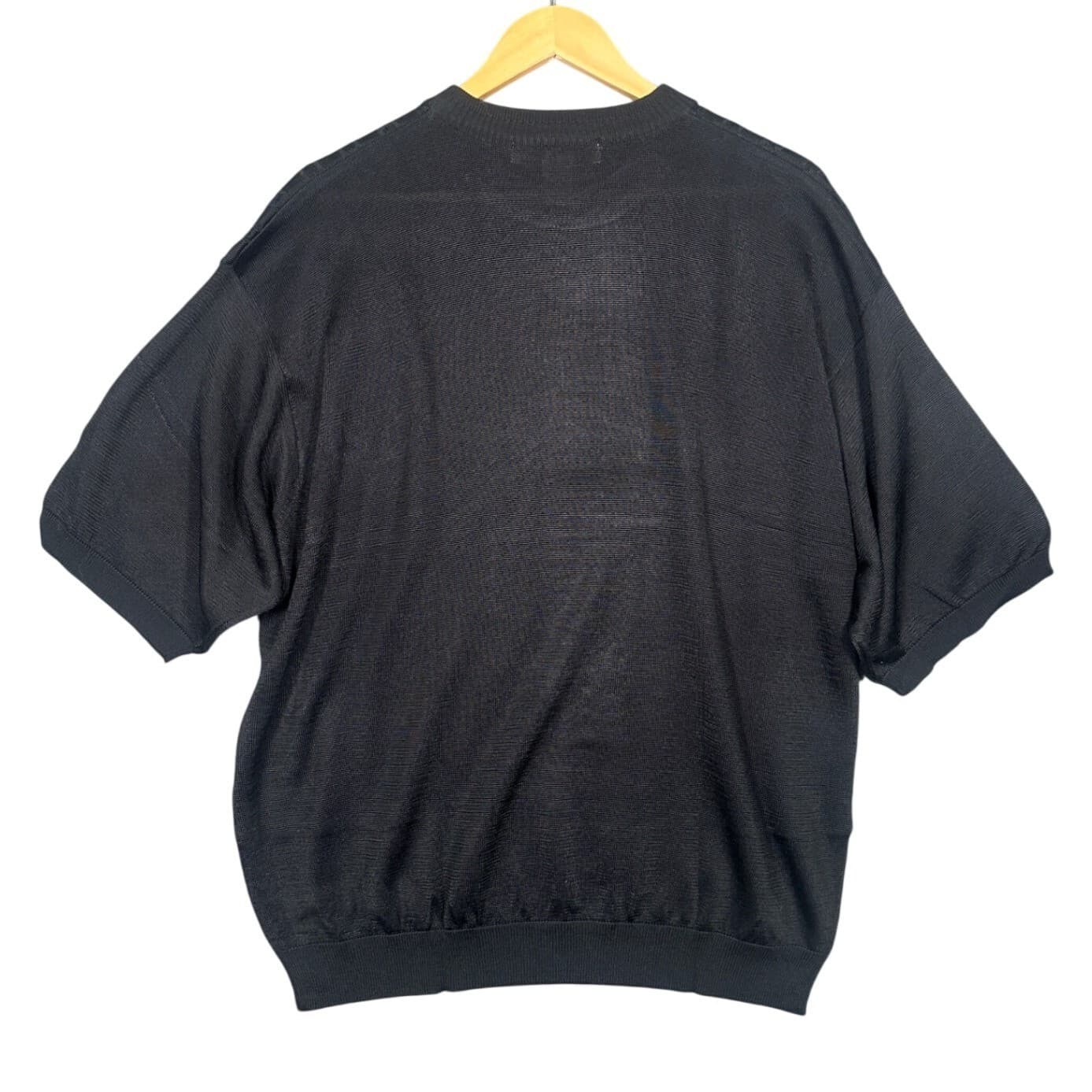 Irvine Park Mens XLG Black Cable Knit Short Sleeve Sweater Top - Thumbnail 2