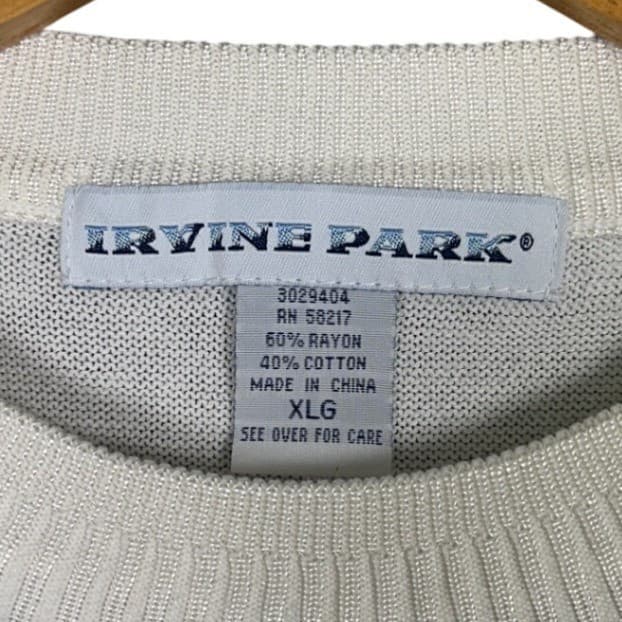 IRVINE PARK Mens XLG Cream Cable Knit Short Sleeve Sweater - Thumbnail 5