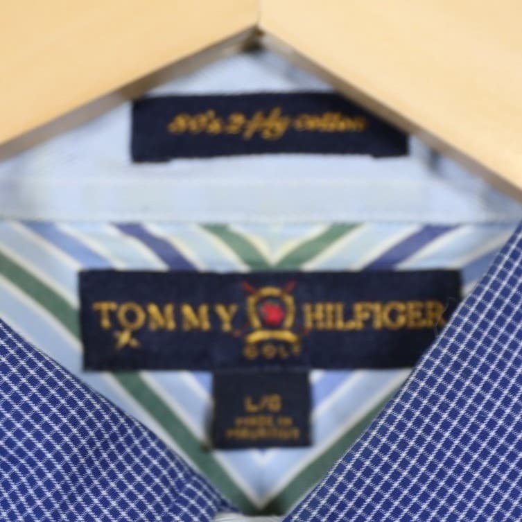 Tommy Hilfiger Golf Mens Button Down Shirt Long Sleeve Blue Gingham Size Large - Thumbnail 7