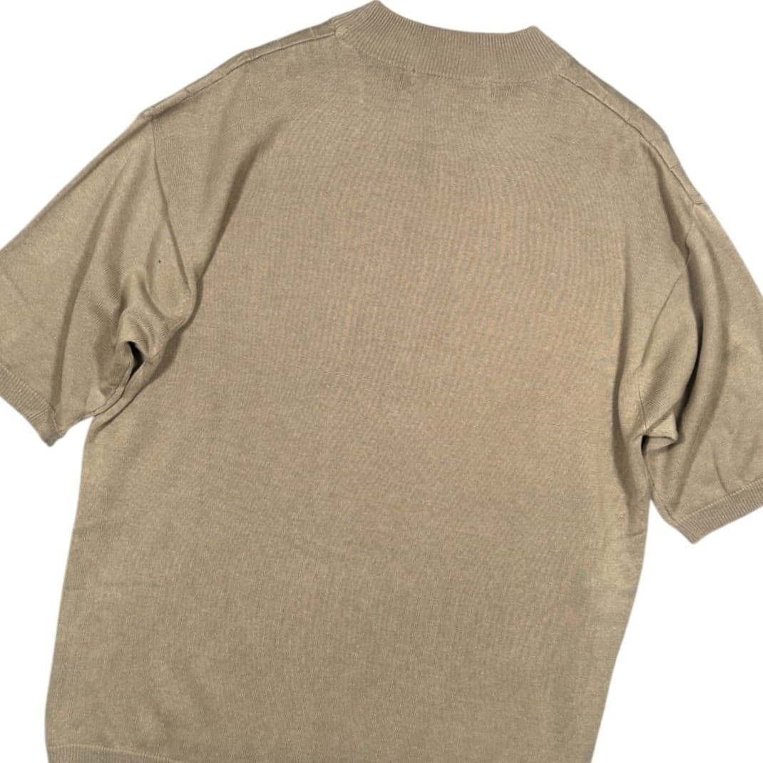 IRVINE PARK Mens Taupe Grid Pattern Mock Neck Short Sleeve Knit Sweater XLG - Thumbnail 2