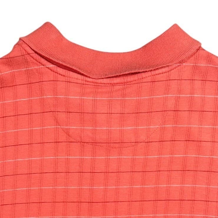 Haggar Polo Shirt Mens XL Salmon Short Sleeve Striped Ribbed Knit - Thumbnail 6