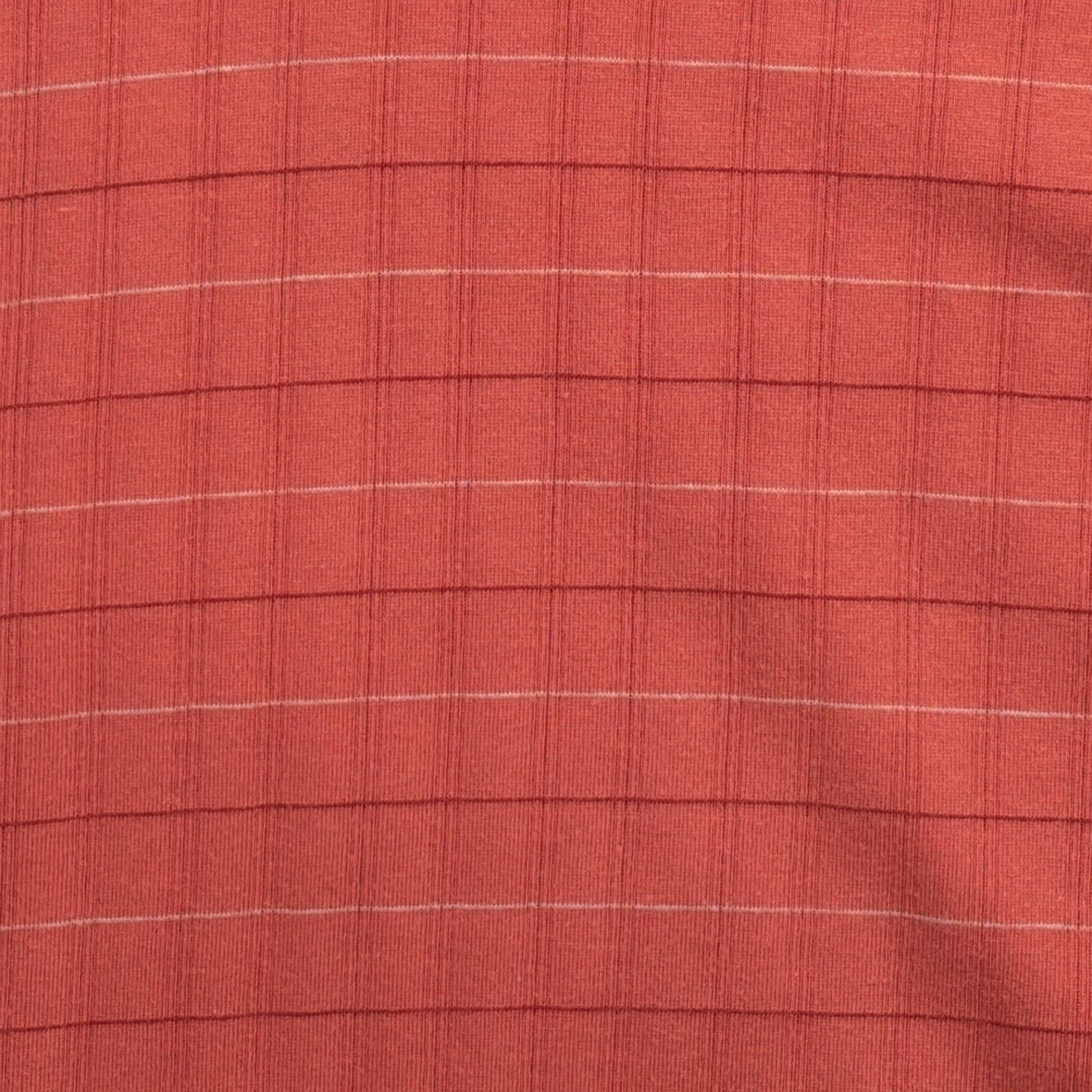 Haggar Polo Shirt Mens XL Salmon Short Sleeve Striped Ribbed Knit - Thumbnail 7