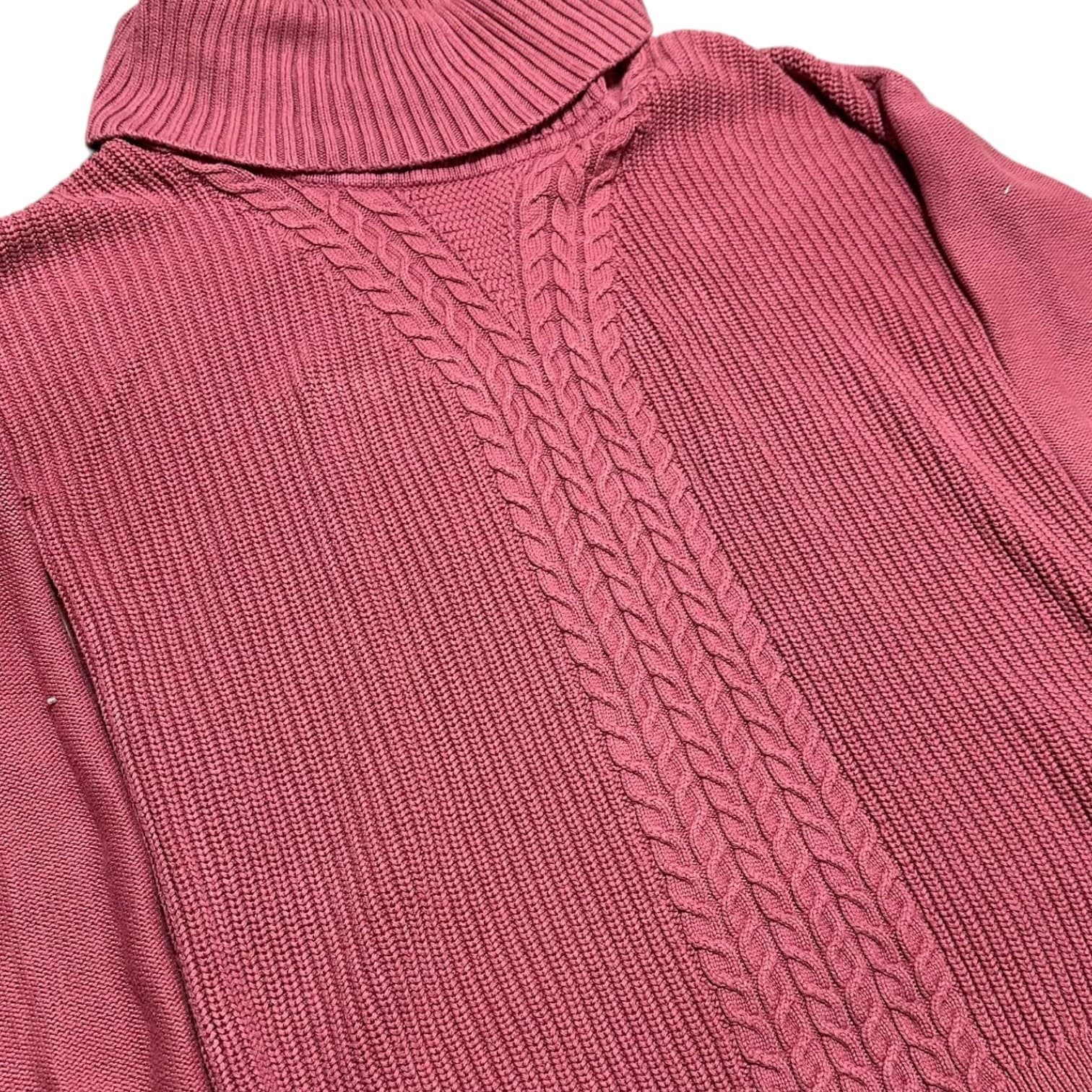 Banana Republic Women's Mauve Size M Cowl Cable Knit Sweater - Thumbnail 2