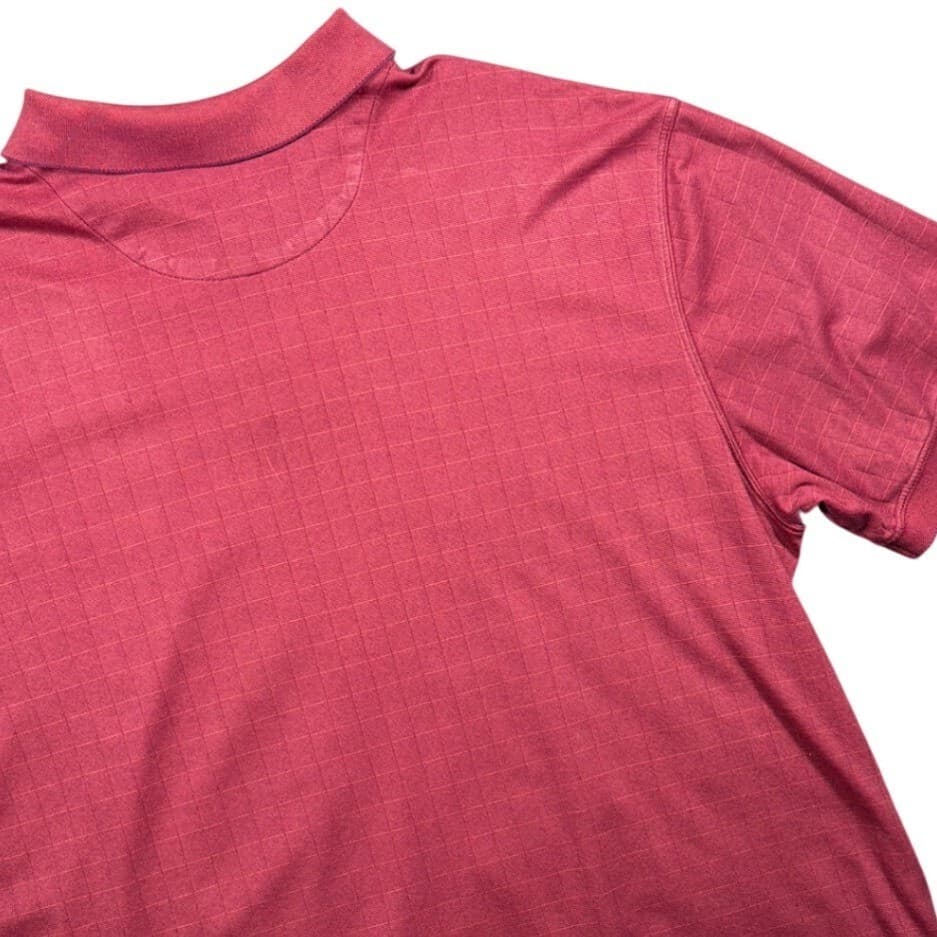 Haggar Polo Shirt Mens XXL Red Short Sleeve Grid Pattern - Thumbnail 4