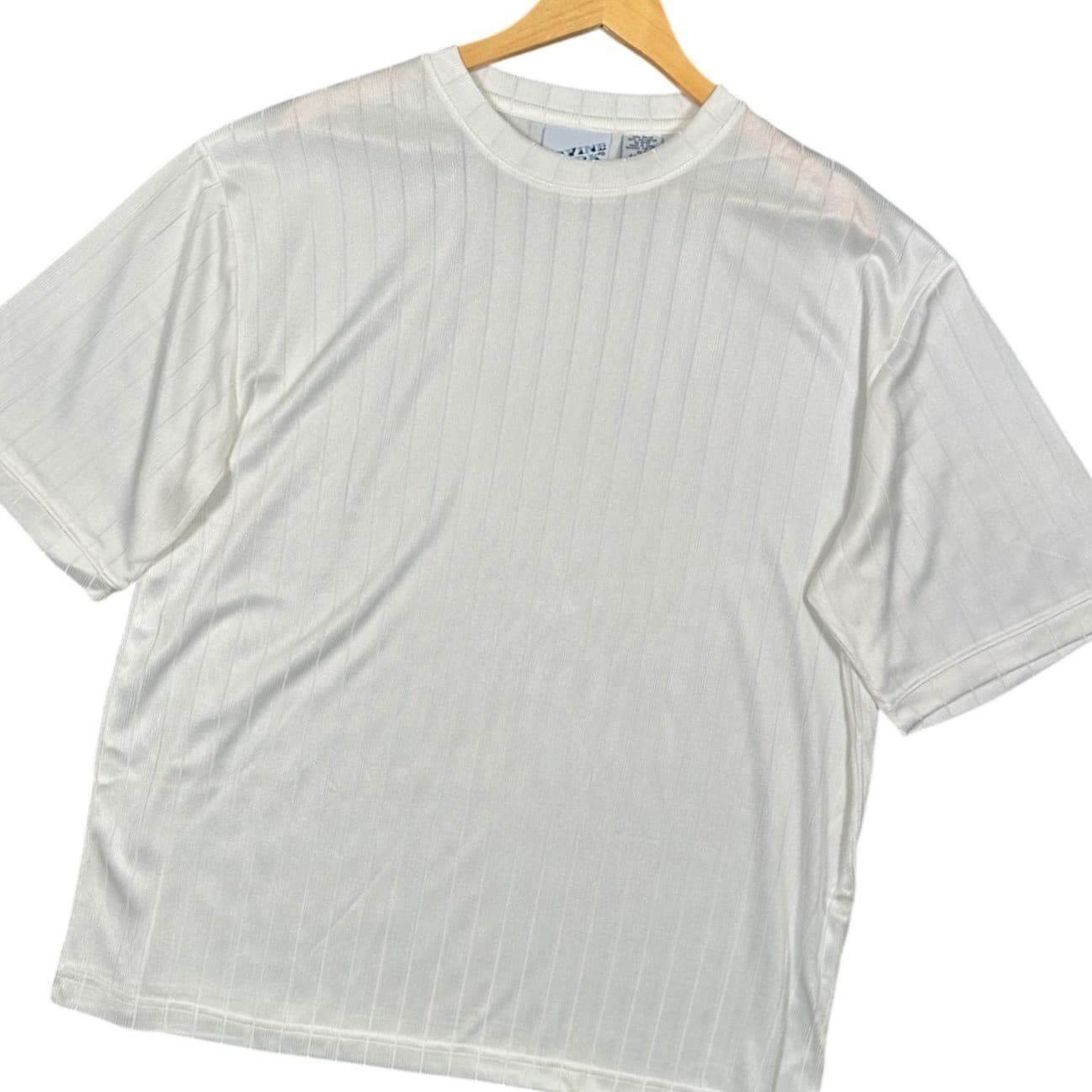 IRVINE PARK Mens White Striped T Shirt Athletic Gym Workout Casual Size XL - Thumbnail 3