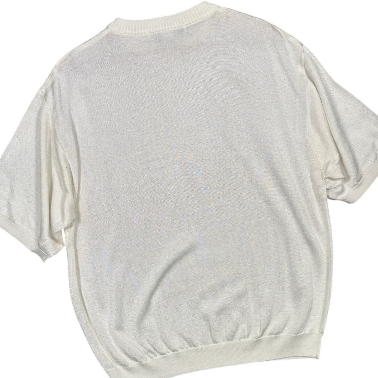 IRVINE PARK Mens XLG Cream Cable Knit Short Sleeve Sweater - Thumbnail 4