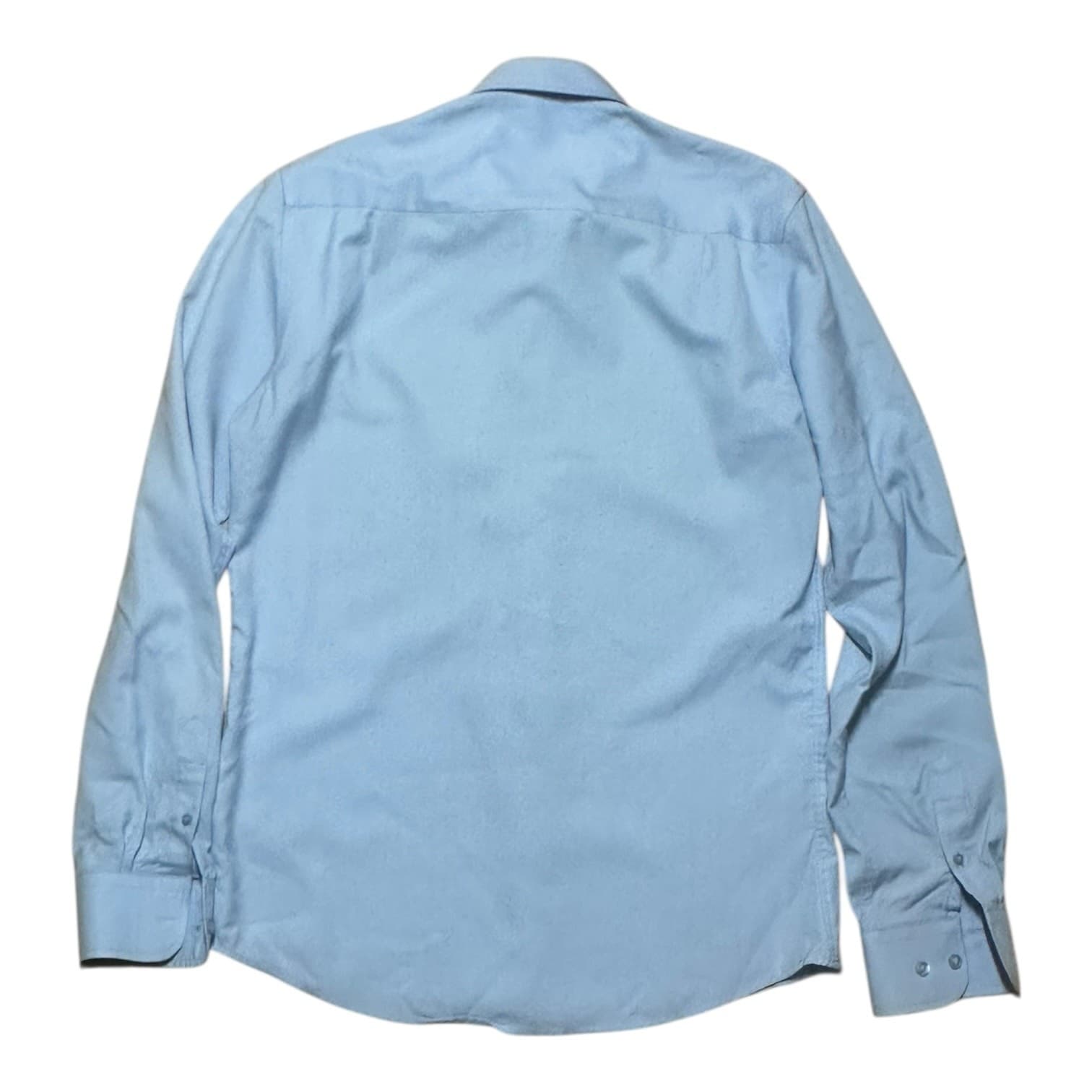 Dolce Roma Men's Slim Fit Dress Shirt Medium Light Blue Cotton EUC - Thumbnail 2
