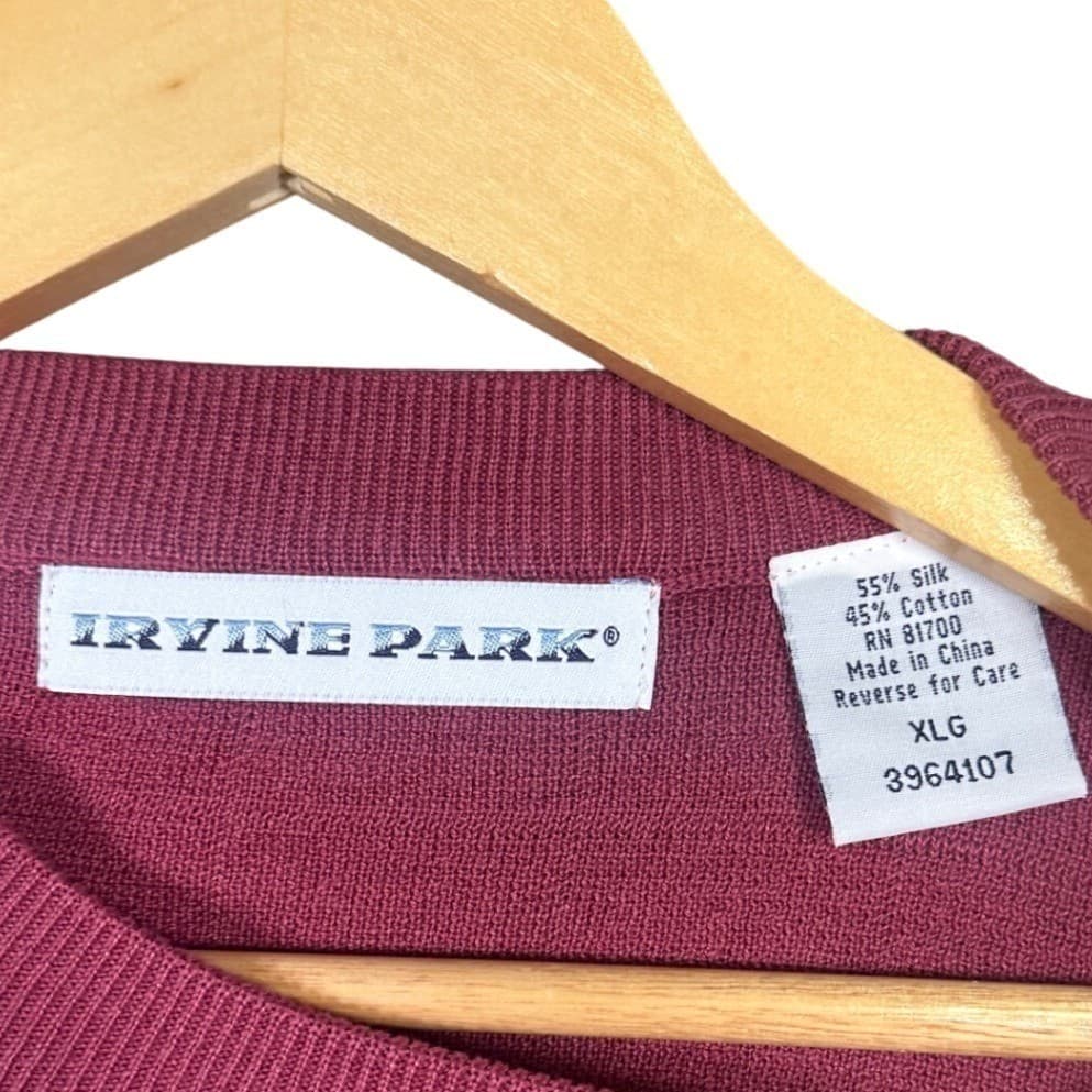 Irvine Park Mens Burgundy Textured Grid Knit Short Sleeve Sweater XLG - Thumbnail 6
