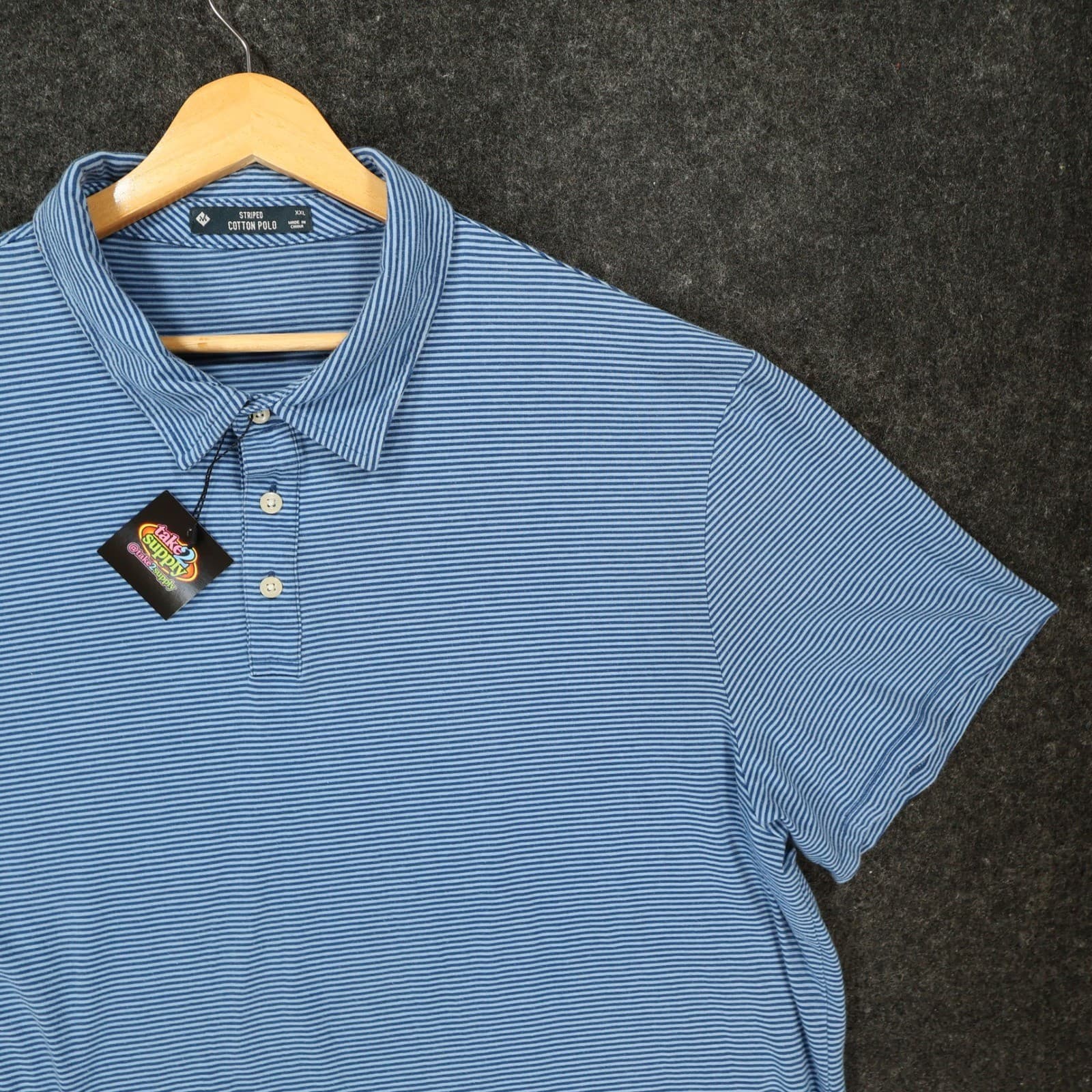 Member's Mark Polo Mens XXL Blue Excellent Striped Cotton Blend SOS15731 - Thumbnail 9