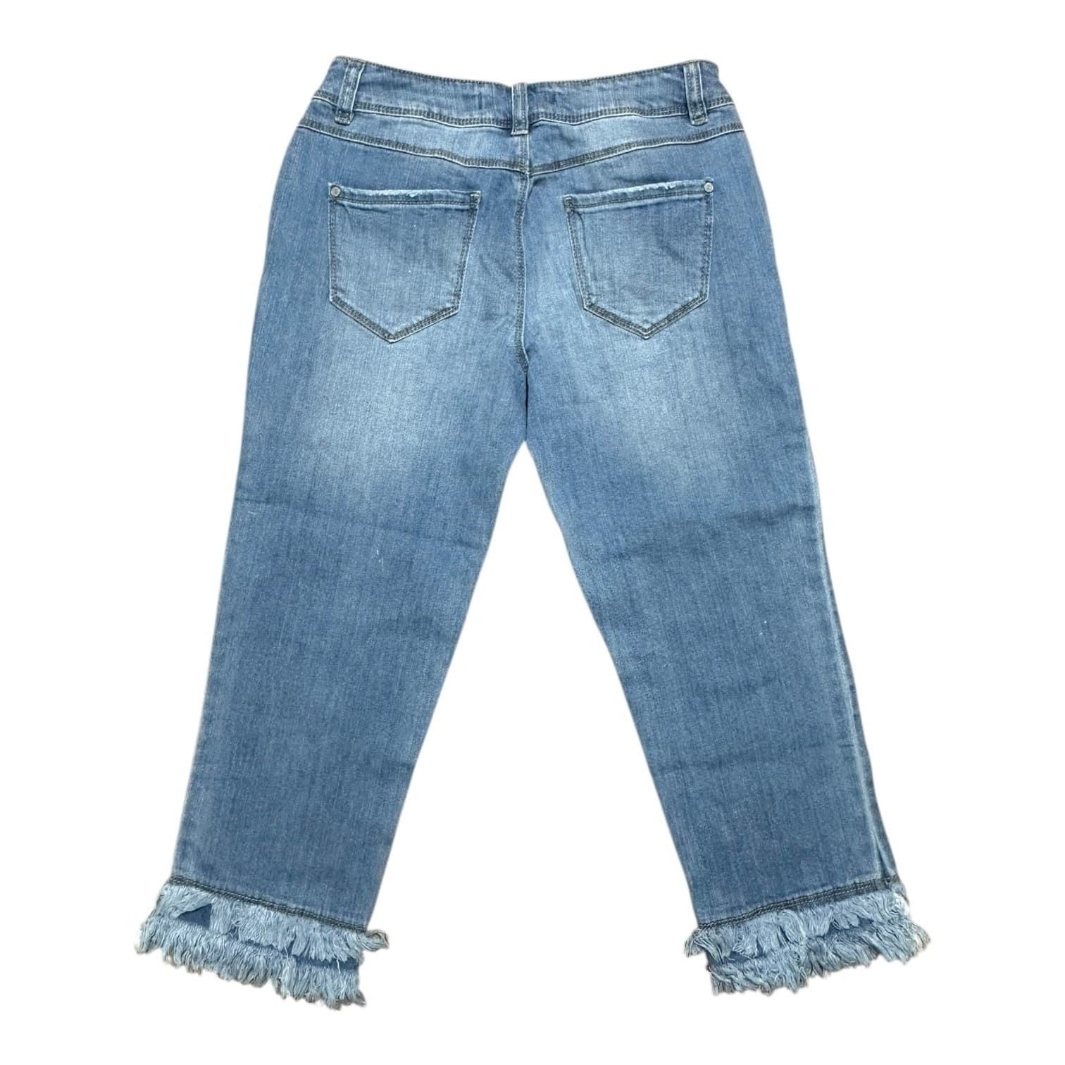EST 1946 Denim Mid Rise Distressed Frayed Hem Cropped Jeans Womens Size 2 - Thumbnail 3