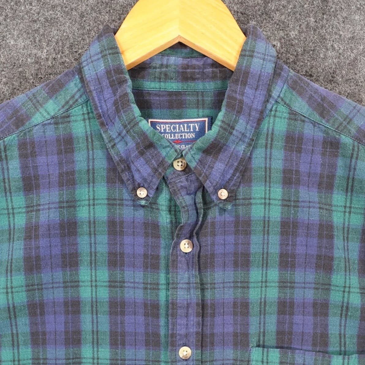 Specialty Collection Button Down Mens XL Green Excellent Plaid Flannel - Thumbnail 8