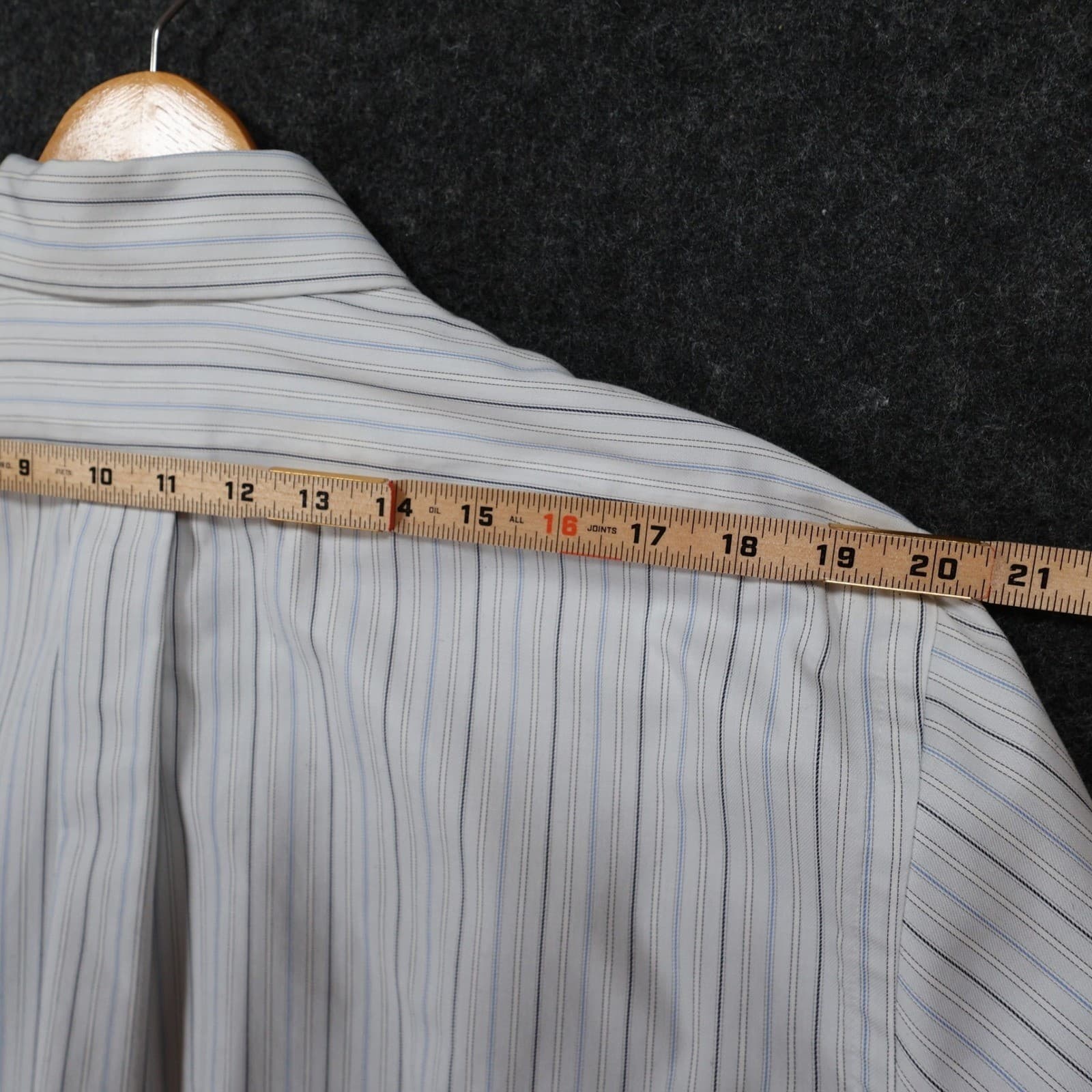 Chaps Button Down Shirt Mens 17.5 White Striped Excellent Non-Iron Classic Fit - Thumbnail 6