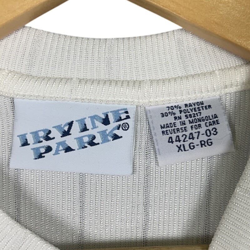 IRVINE PARK Men's White Vertical Stripe Crew Neck T Shirt XL - Thumbnail 5