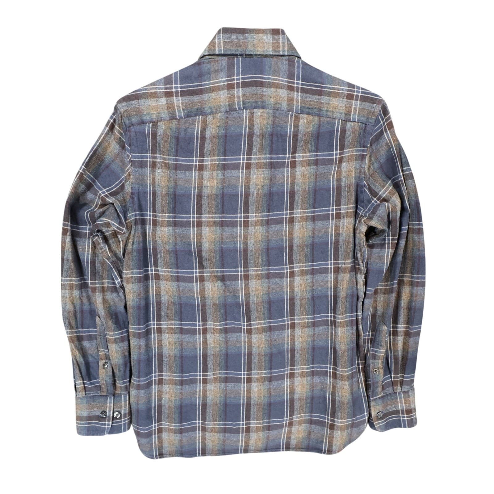 Joseph Abboud Flannel Mens S Blue Excellent Plaid Button Up - Thumbnail 2
