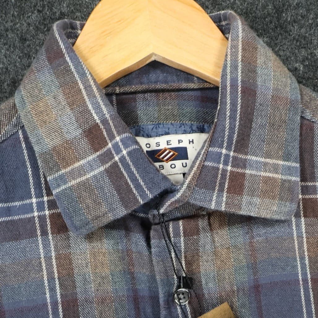 Joseph Abboud Flannel Mens S Blue Excellent Plaid Button Up - Thumbnail 9