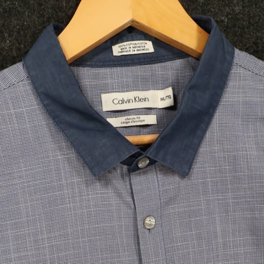 Calvin Klein Button Down Mens XXL Blue Excellent Ombre Pattern - Thumbnail 8