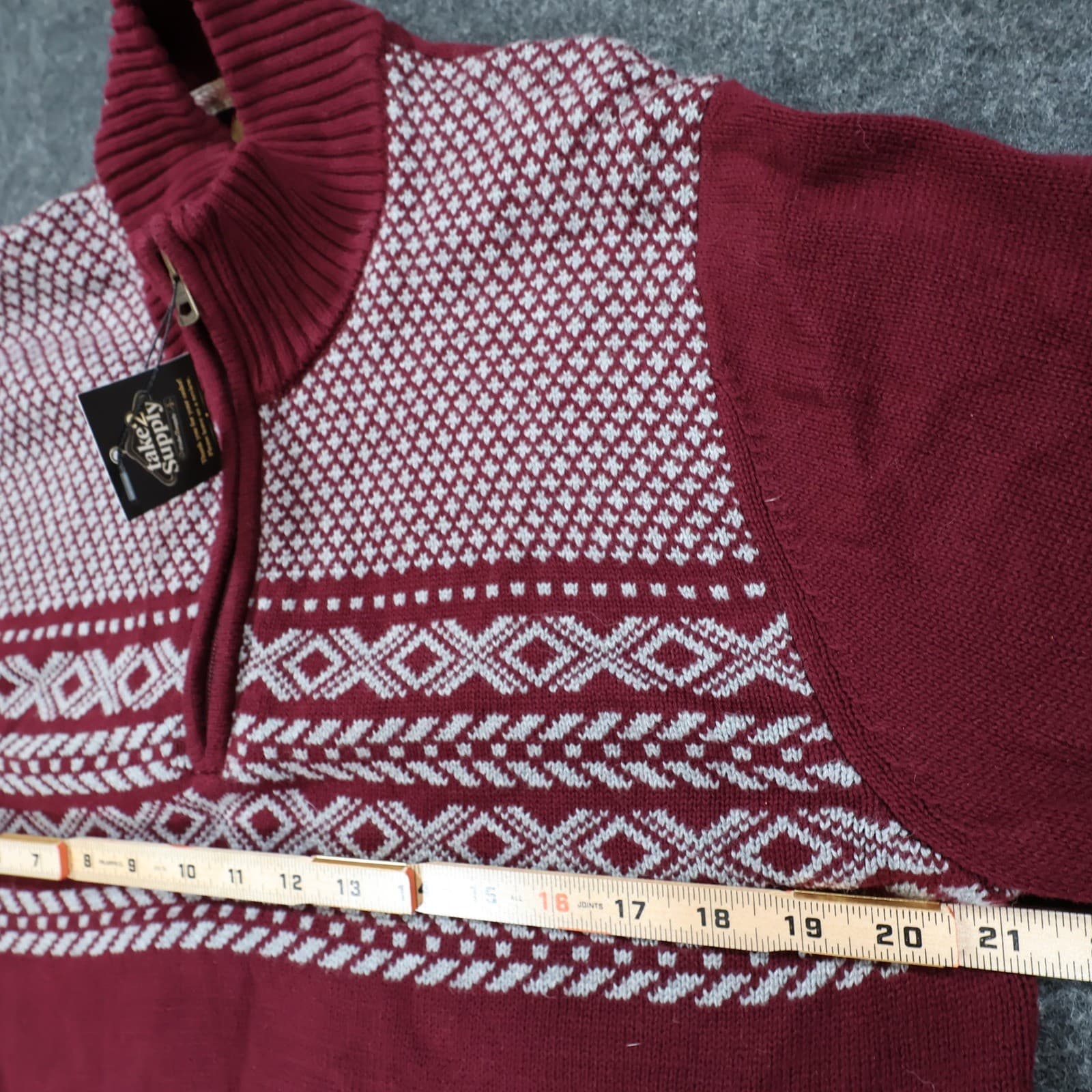 Weatherproof Vintage Quarter Zip Sweater Mens Large Burgundy Excellent Holiday - Thumbnail 4