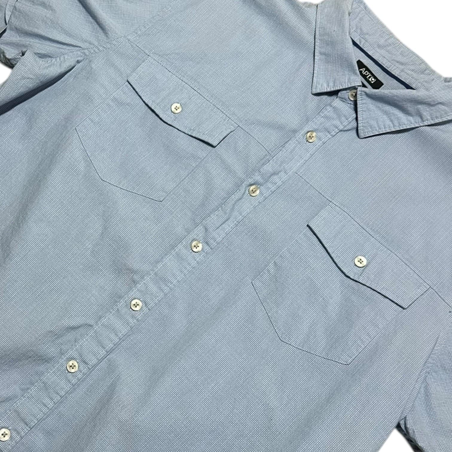 APT. 9 Men's XL Light Blue Slim Fit Short Sleeve Casual Shirt Stretch - Thumbnail 3