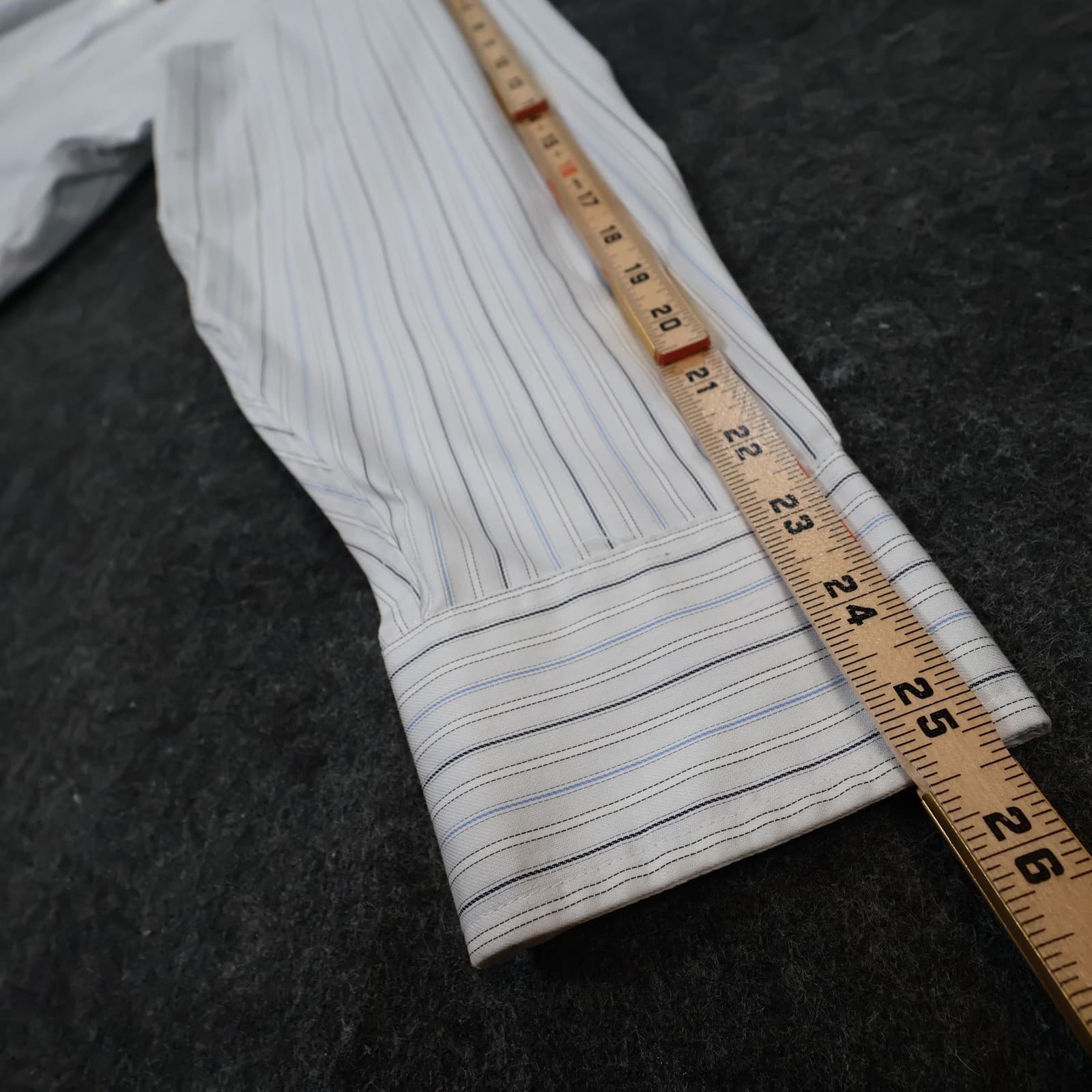 Chaps Button Down Shirt Mens 17.5 White Striped Excellent Non-Iron Classic Fit - Thumbnail 4