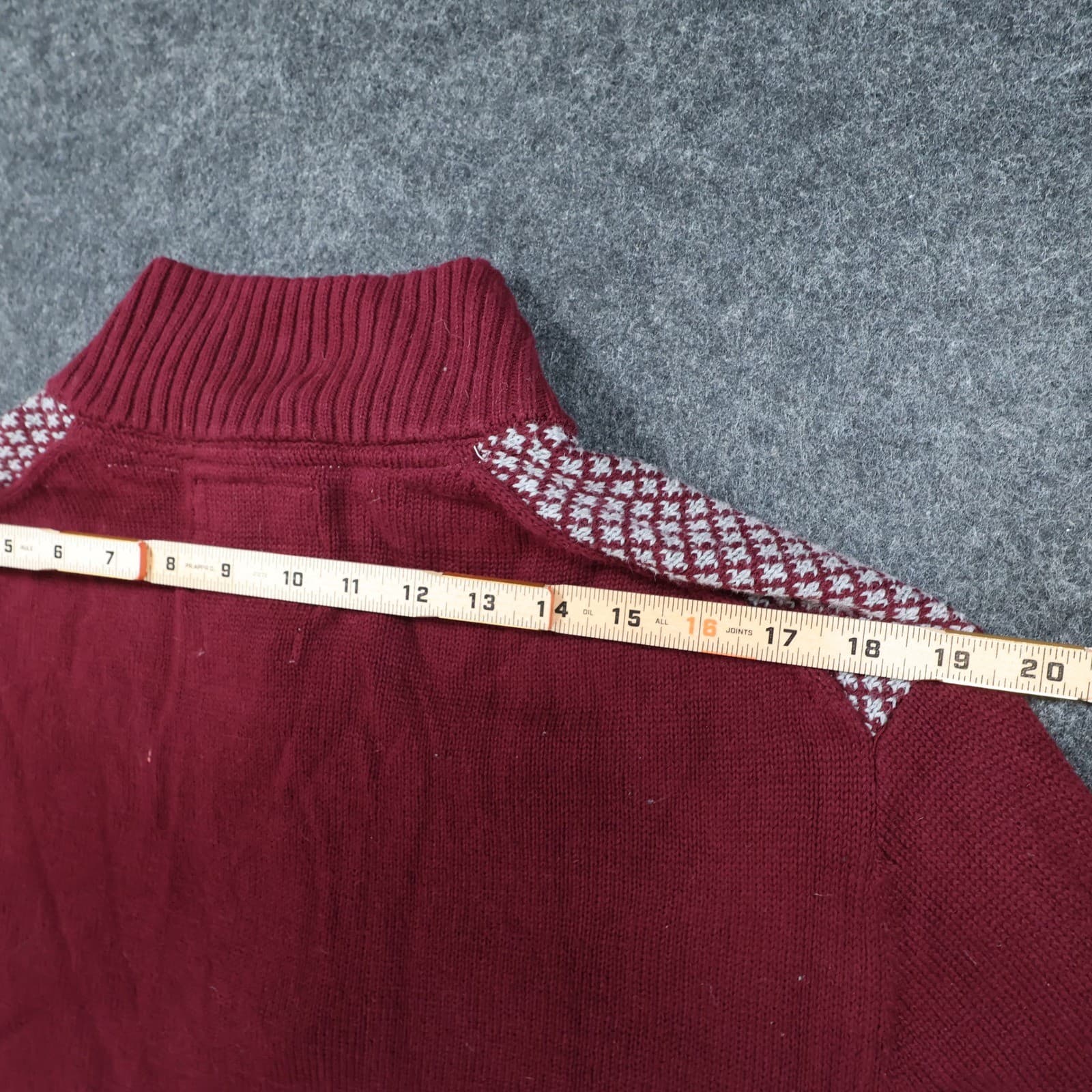 Weatherproof Vintage Quarter Zip Sweater Mens Large Burgundy Excellent Holiday - Thumbnail 7