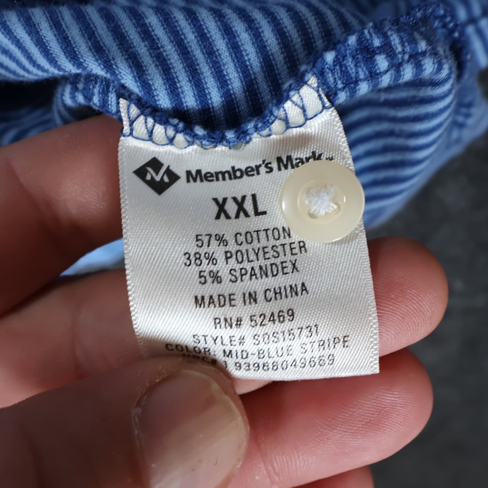 Member's Mark Polo Mens XXL Blue Excellent Striped Cotton Blend SOS15731 - Thumbnail 8
