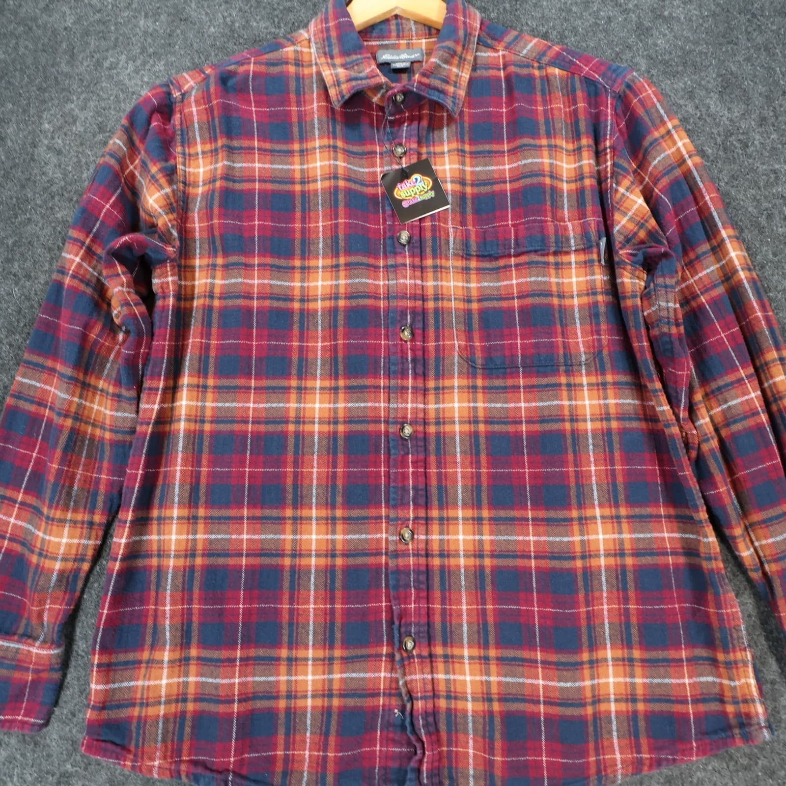 Eddie Bauer Flannel Shirt Mens Medium Multicolor Excellent Plaid Button Up - Thumbnail 9