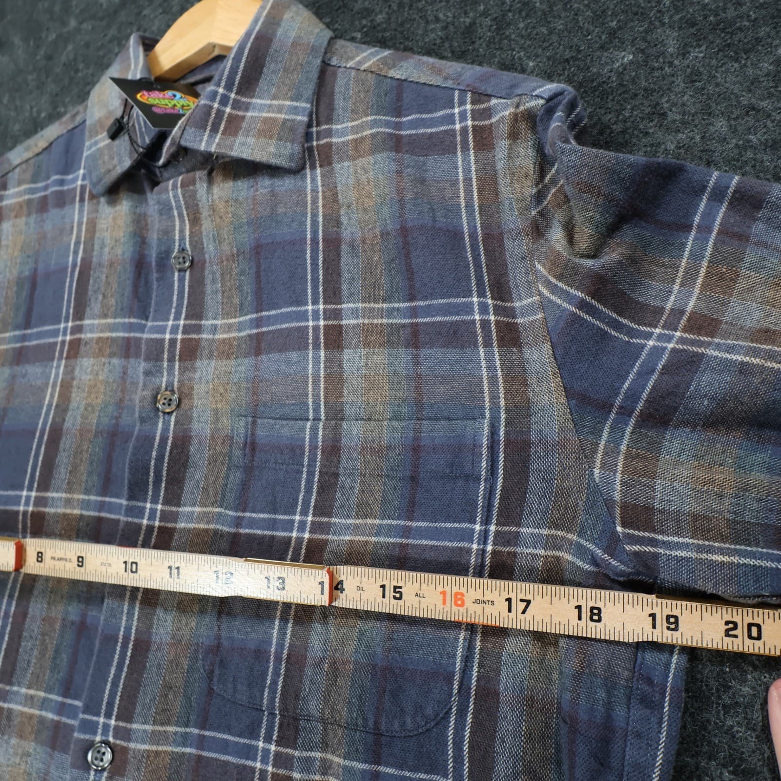 Joseph Abboud Flannel Mens S Blue Excellent Plaid Button Up - Thumbnail 3