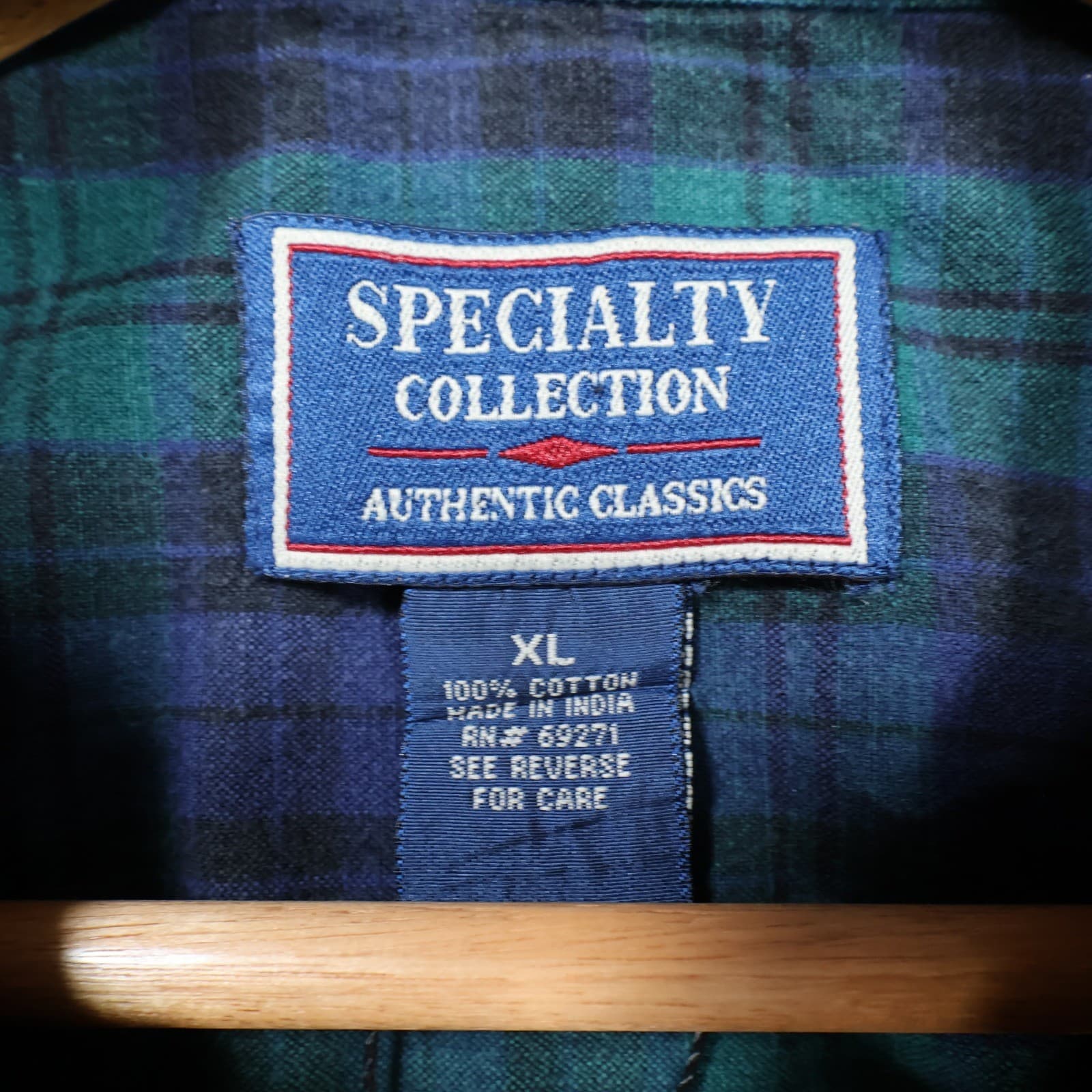 Specialty Collection Button Down Mens XL Green Excellent Plaid Flannel - Thumbnail 7