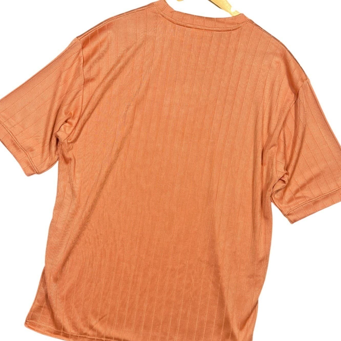 IRVINE PARK Mens XL Orange Striped Textured Short Sleeve T Shirt - Thumbnail 2