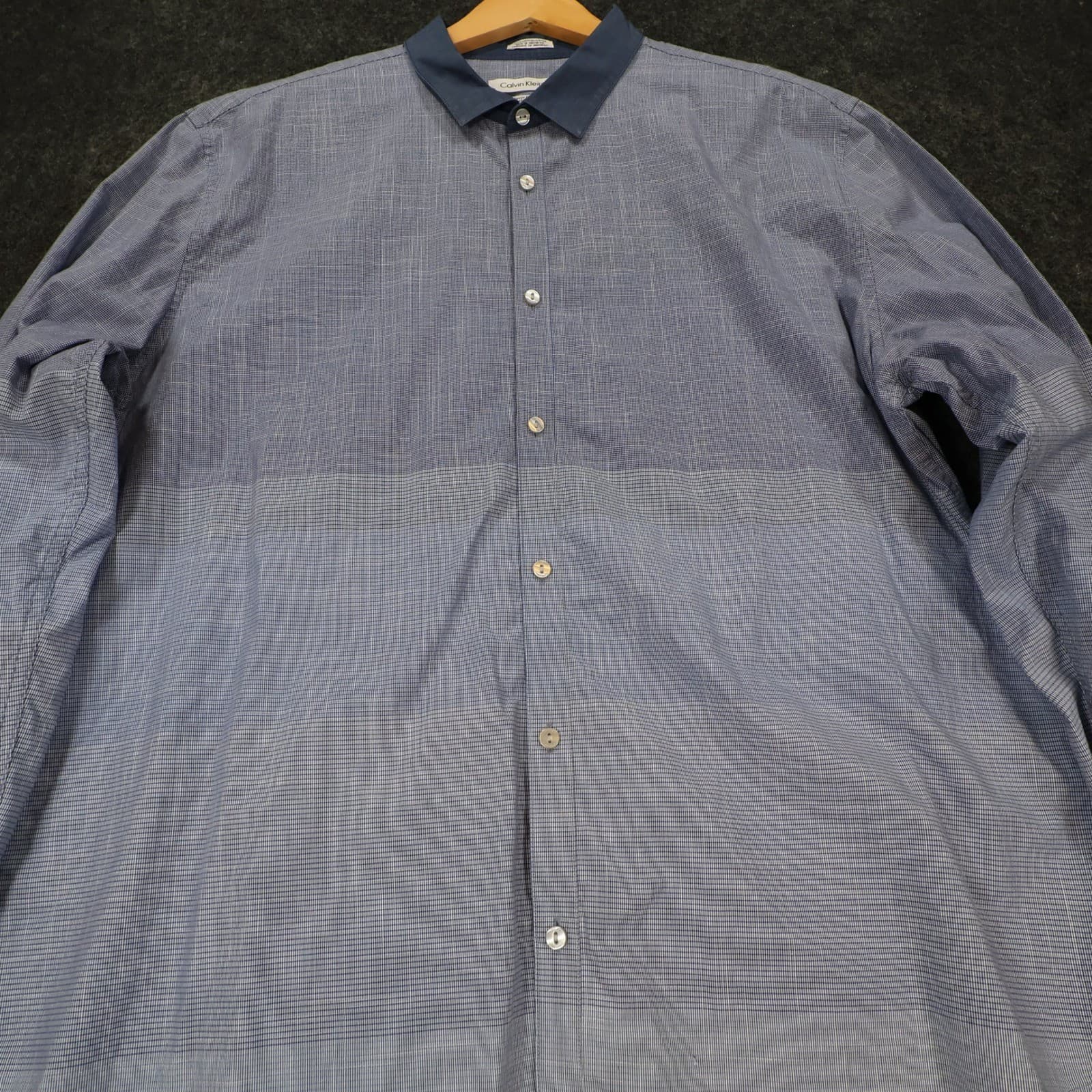Calvin Klein Button Down Mens XXL Blue Excellent Ombre Pattern - Thumbnail 9
