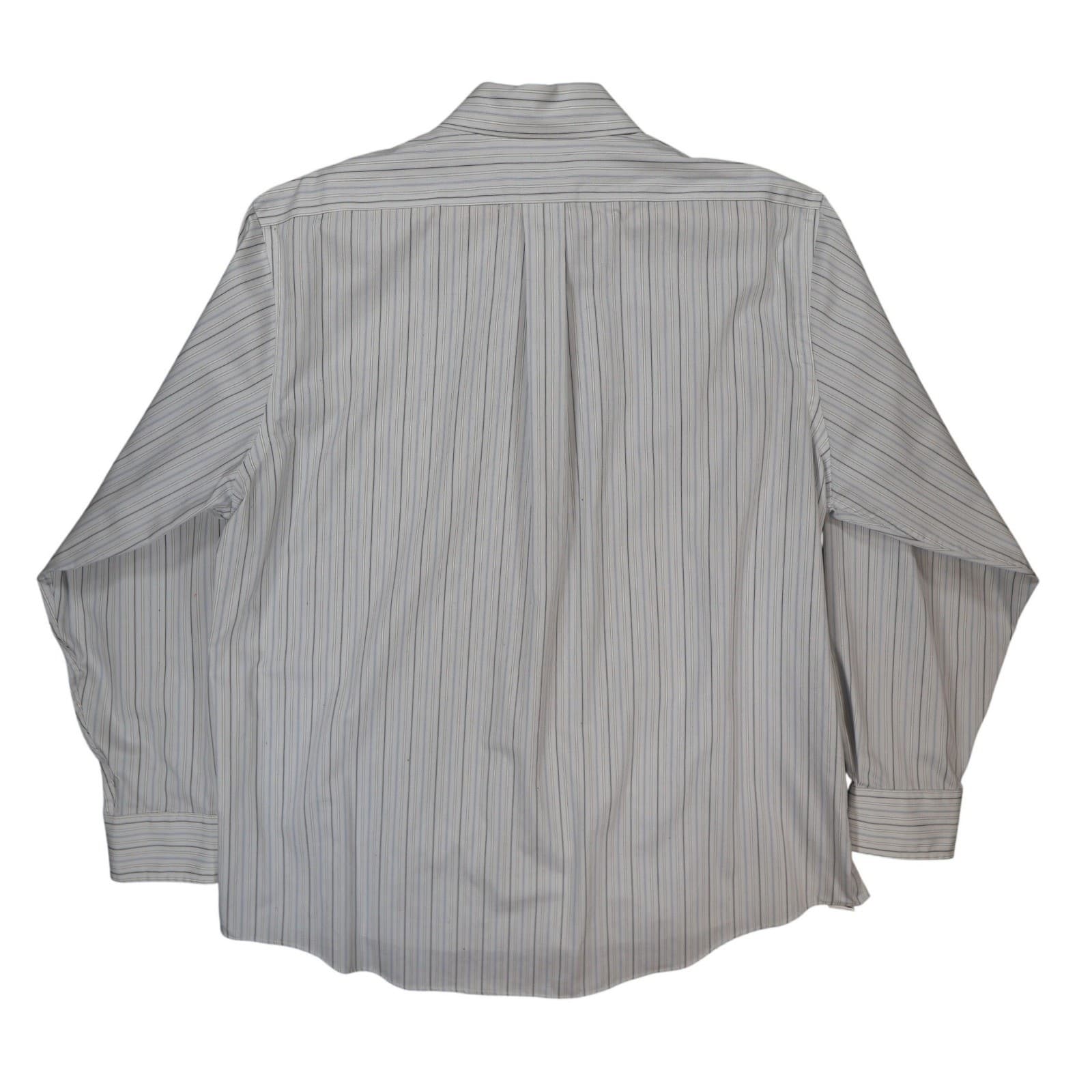 Chaps Button Down Shirt Mens 17.5 White Striped Excellent Non-Iron Classic Fit - Thumbnail 2