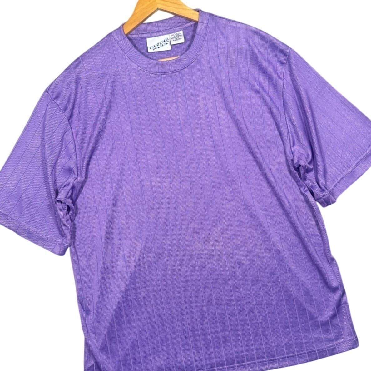 Irvine Park Purple Pinstripe Short Sleeve Crew Neck T Shirt Mens XL - Thumbnail 3
