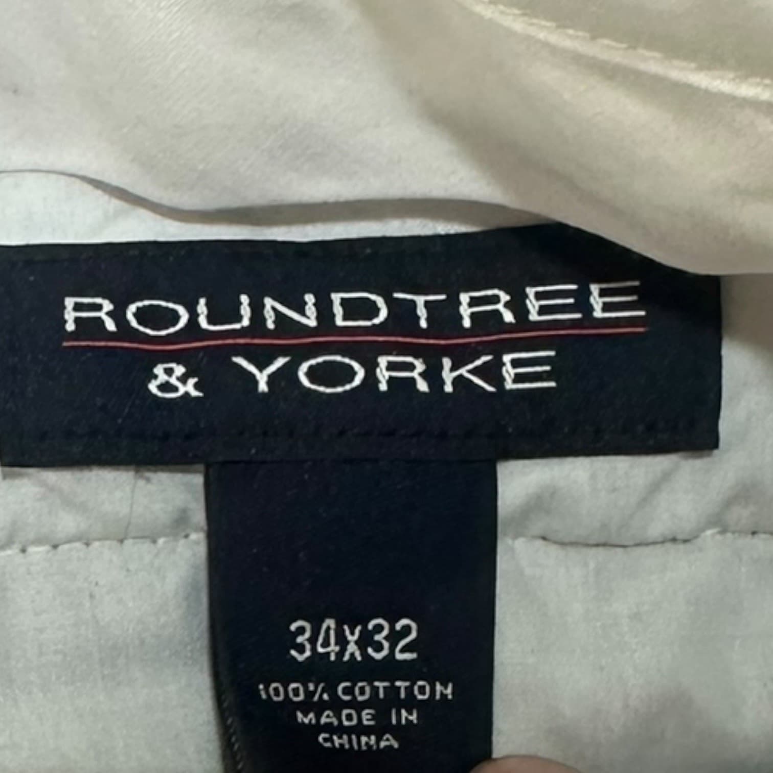 Roundtree & Yorke Men's Grey Pleated Chino Pants 34x32 Cotton Classic Fit - Thumbnail 5