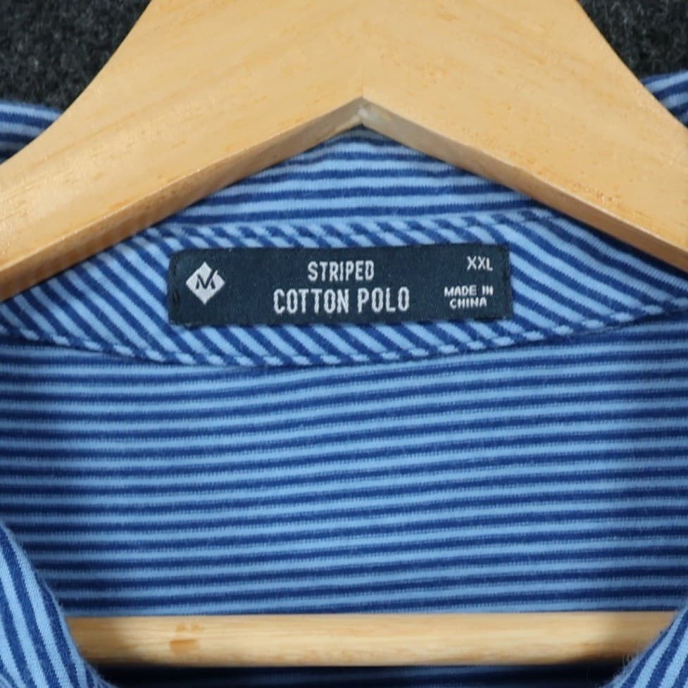 Member's Mark Polo Mens XXL Blue Excellent Striped Cotton Blend SOS15731 - Thumbnail 7